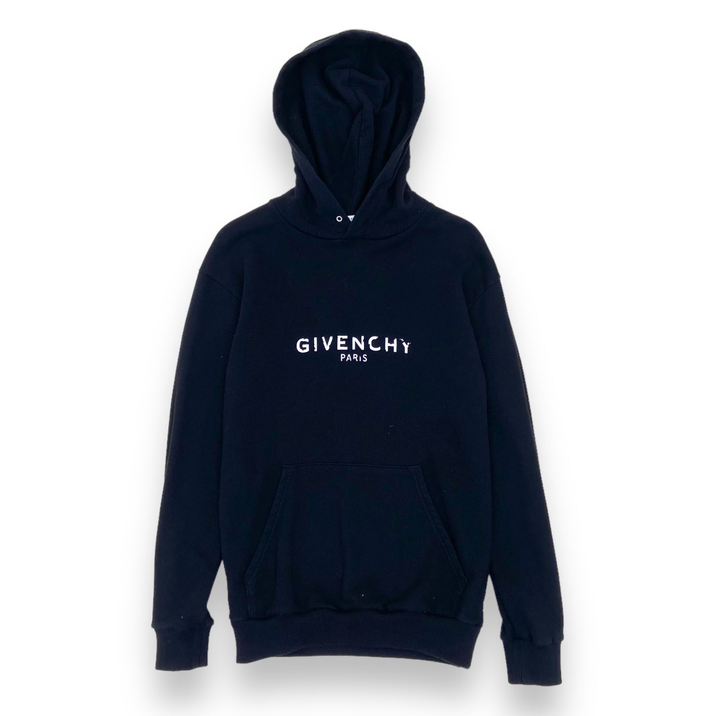 GIVENCHY LOGO PRINT COTTON-JERSEY HOODIE BLACK XS