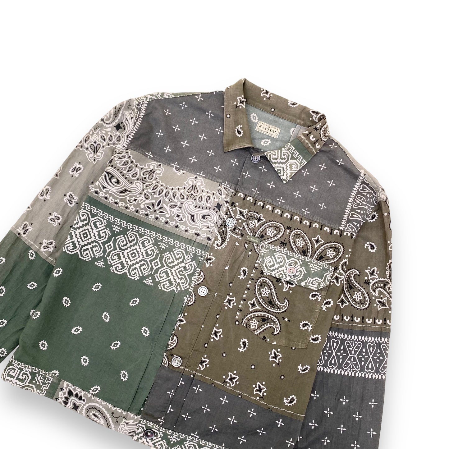 KAPITAL PATCHWORK BANDANA SHIRT GREEN L