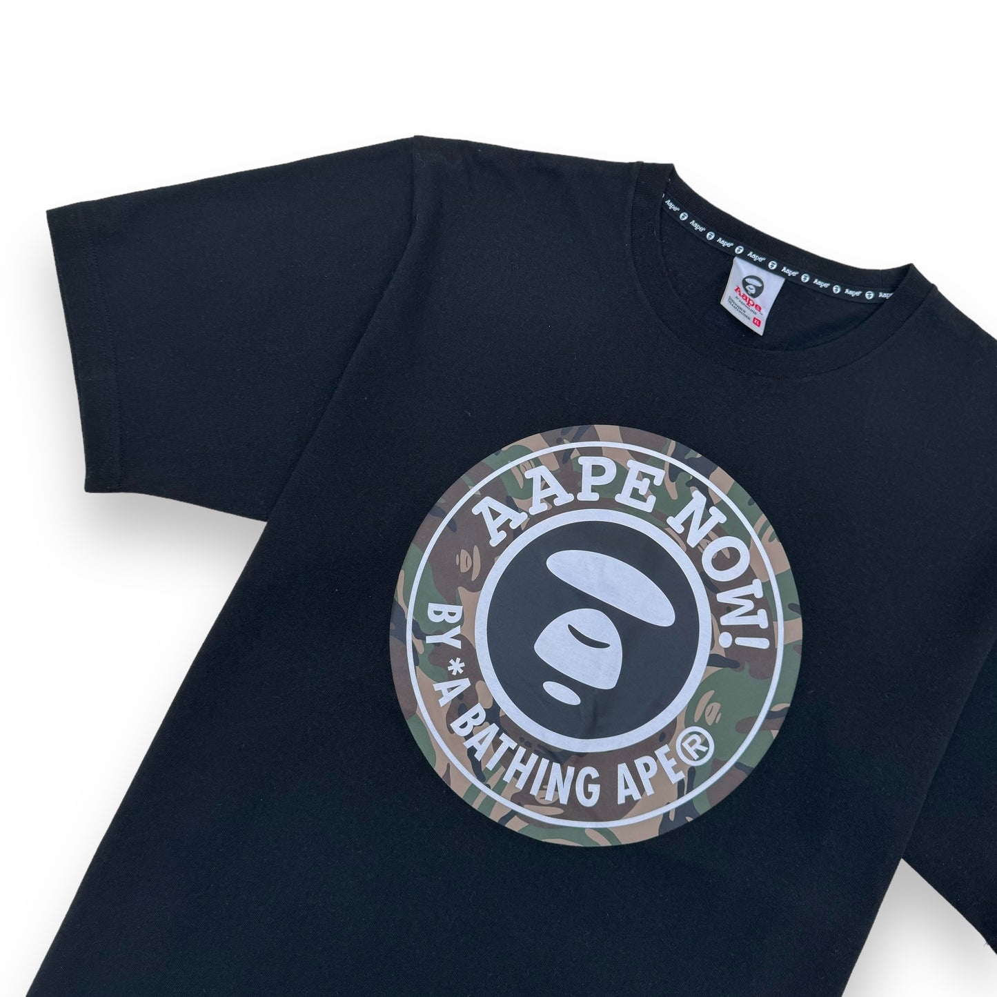 AAPE BY A BATHING APE LOGO-PRINT COTTON T-SHIRT BLACK XL