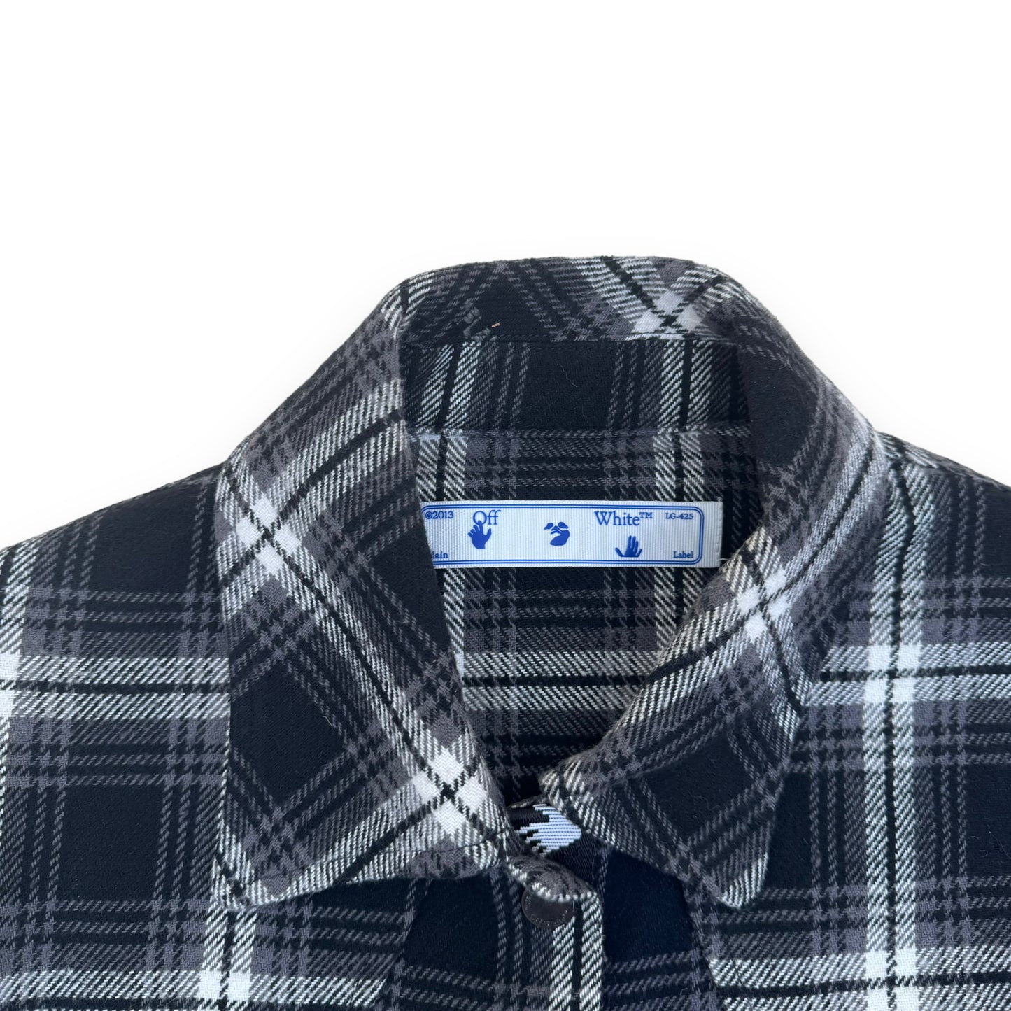 OFF-WHITE LOGO EMBROIDERED CHECKED COTTON-FLANNEL SHIRT S