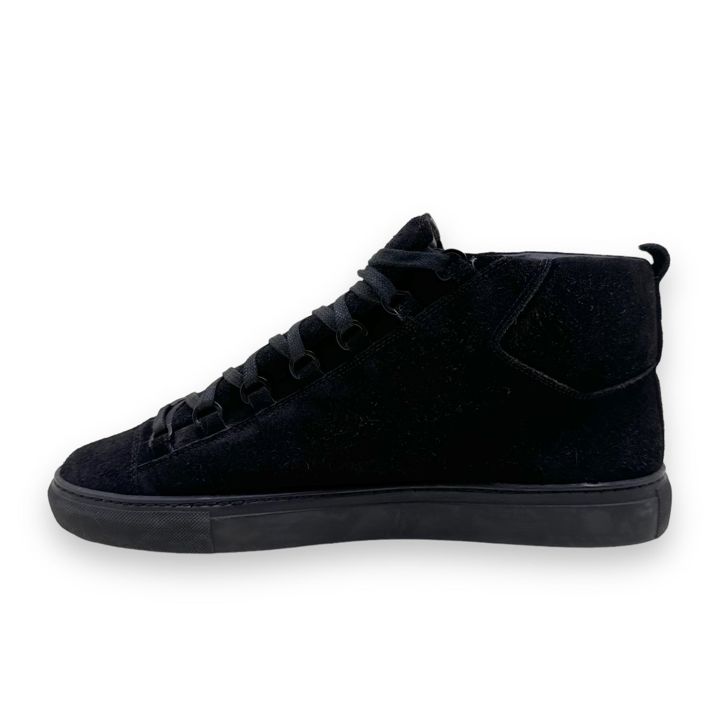 BALENCIAGA ARENA SUEDE HIGH TOP SNEAKERS BLACK UK11