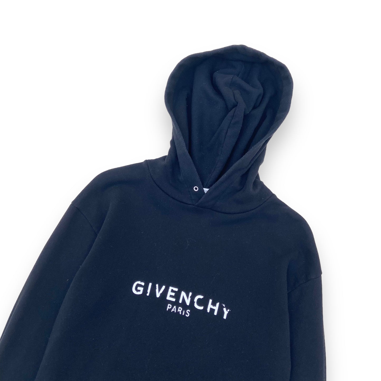 GIVENCHY LOGO PRINT COTTON-JERSEY HOODIE BLACK XS