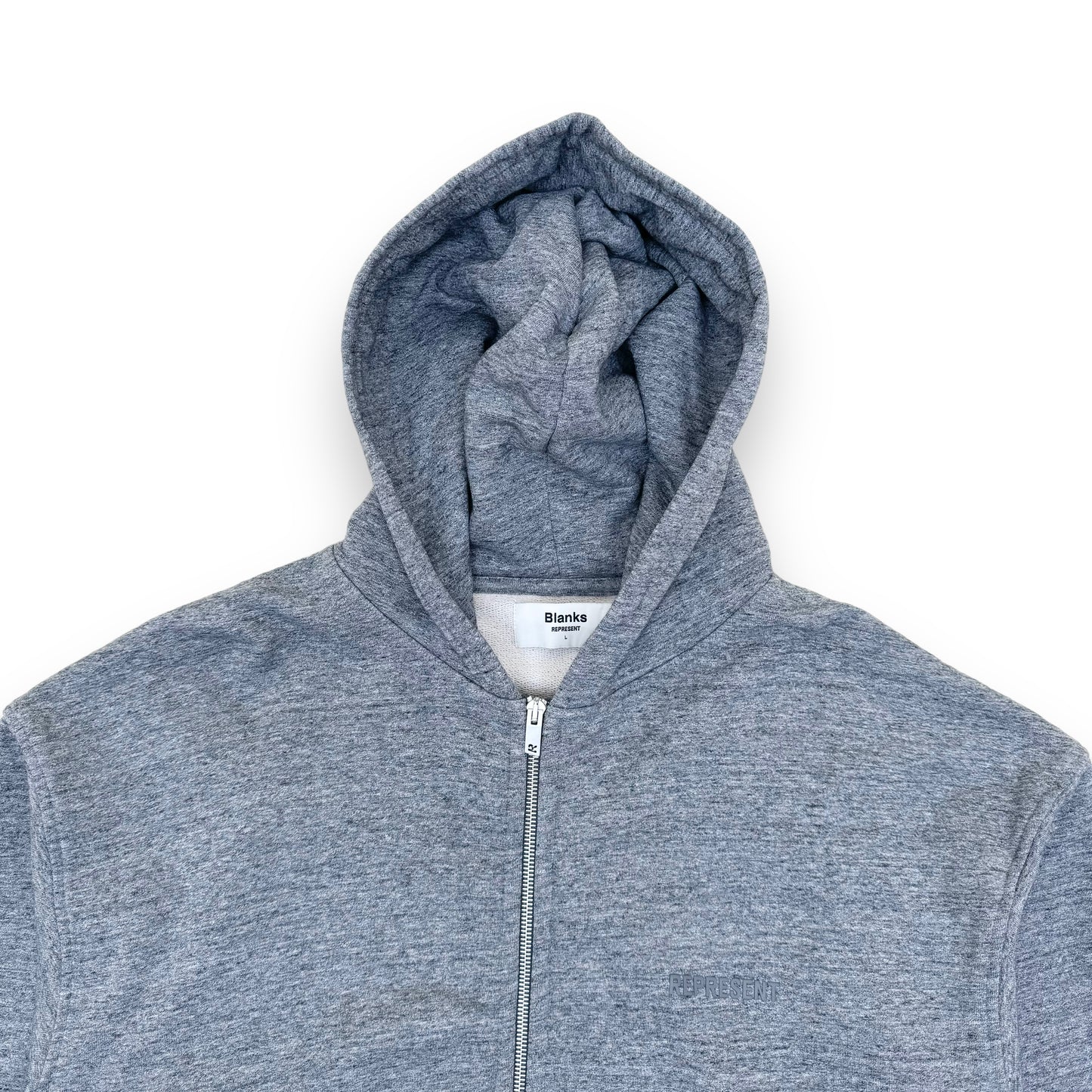 REPRESENT BLANKS ZIP-UP HOODIE GREY L