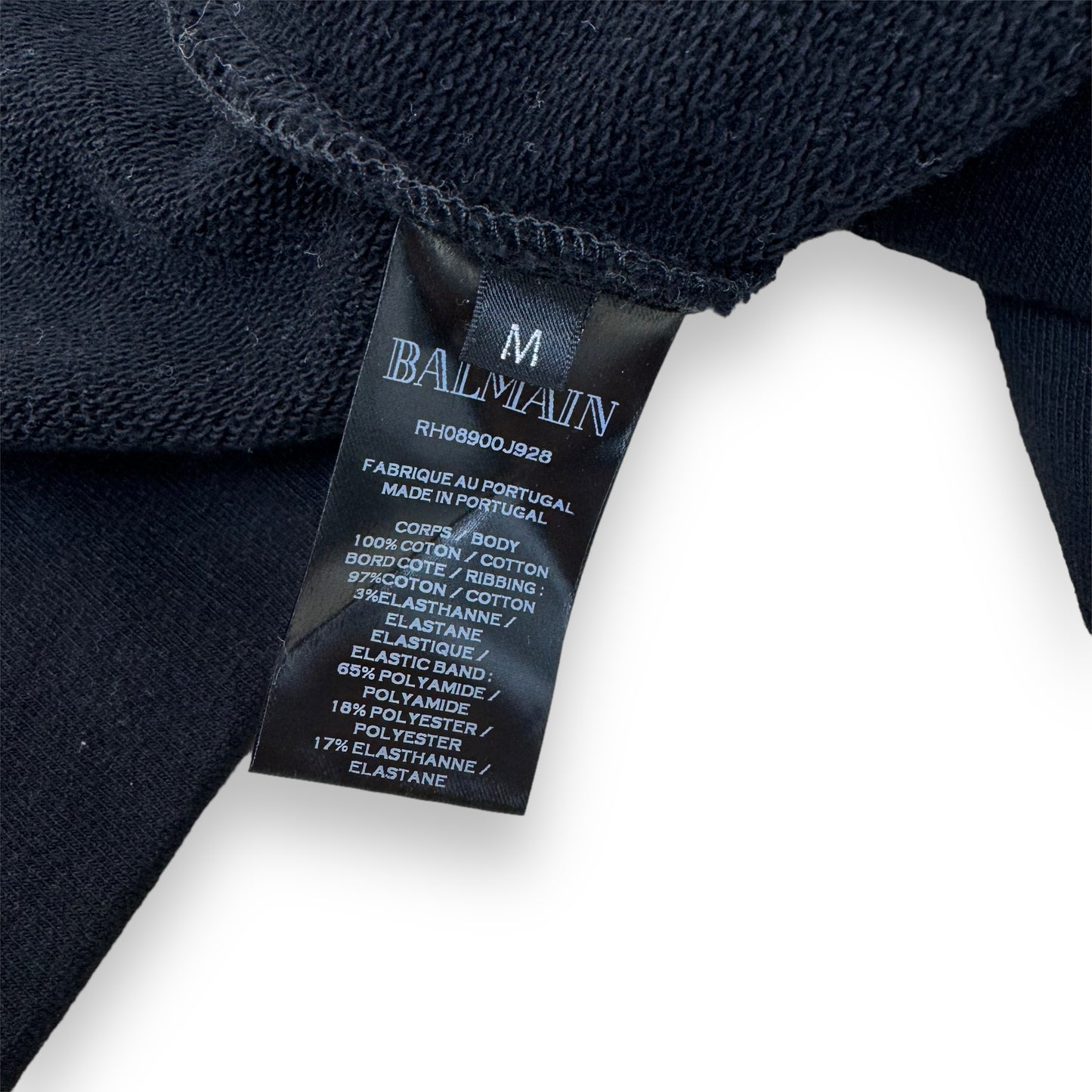 BALMAIN TAPE LOGO ZIP-UP SWEATSHIRT BLACK M