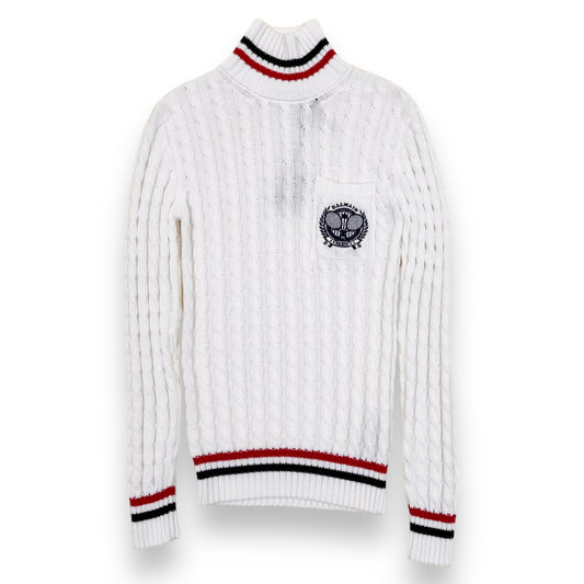 BALMAIN KNITTED TENNIS SWEATER WHITE M