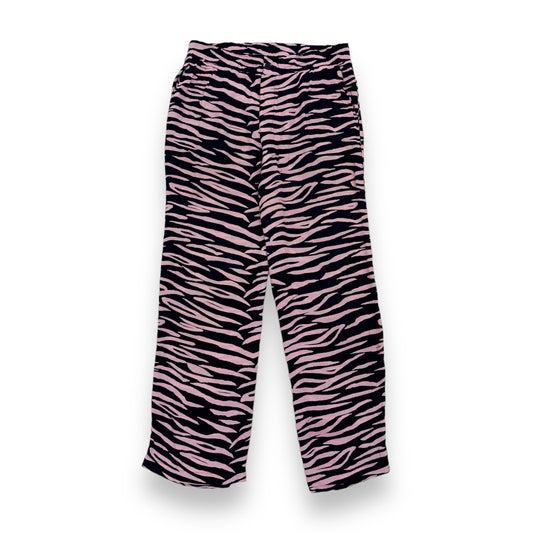 GANNI ZEBRA PRINT WIDE TAPERED LEG TROUSERS PINK / BLACK M