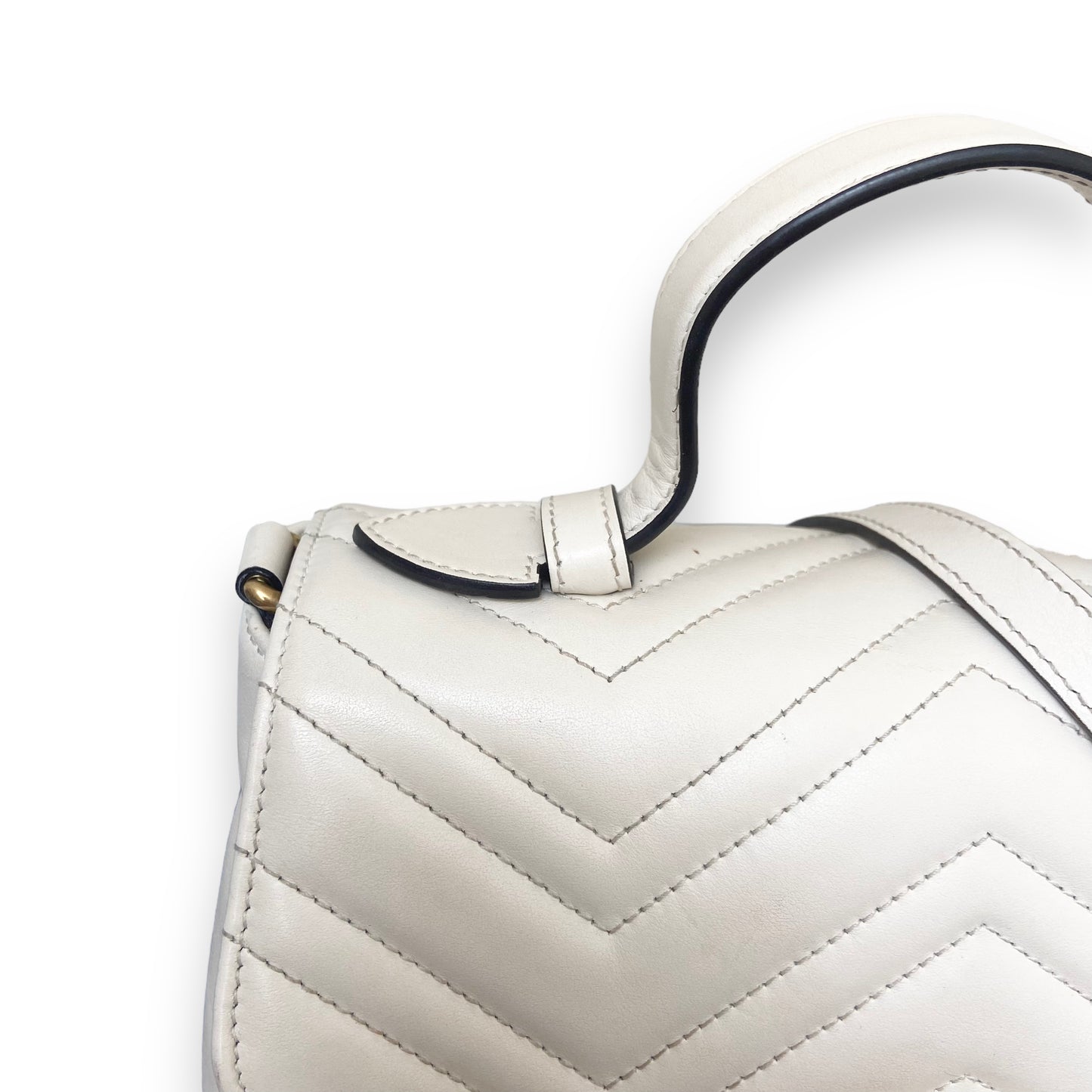 GUCCI MARMONT LEATHER TOP-HANDLE BAG 9022 BLANCO M