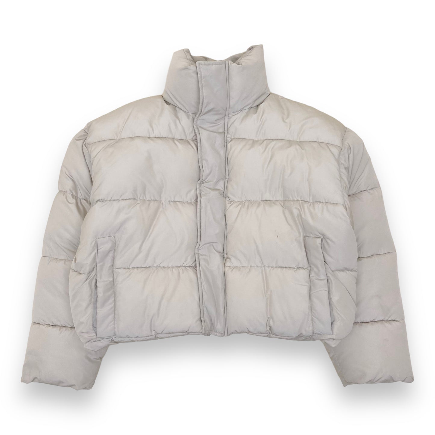 BALENCIAGA CROPPED BB LOGO PUFFER JACKET CREAM S