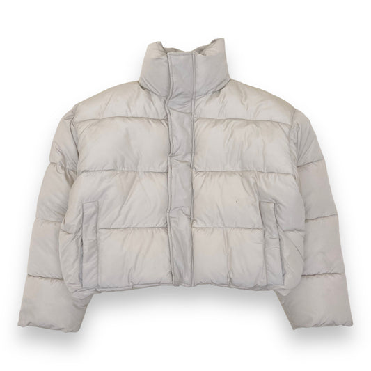 BALENCIAGA CROPPED BB LOGO PUFFER JACKET CREAM S