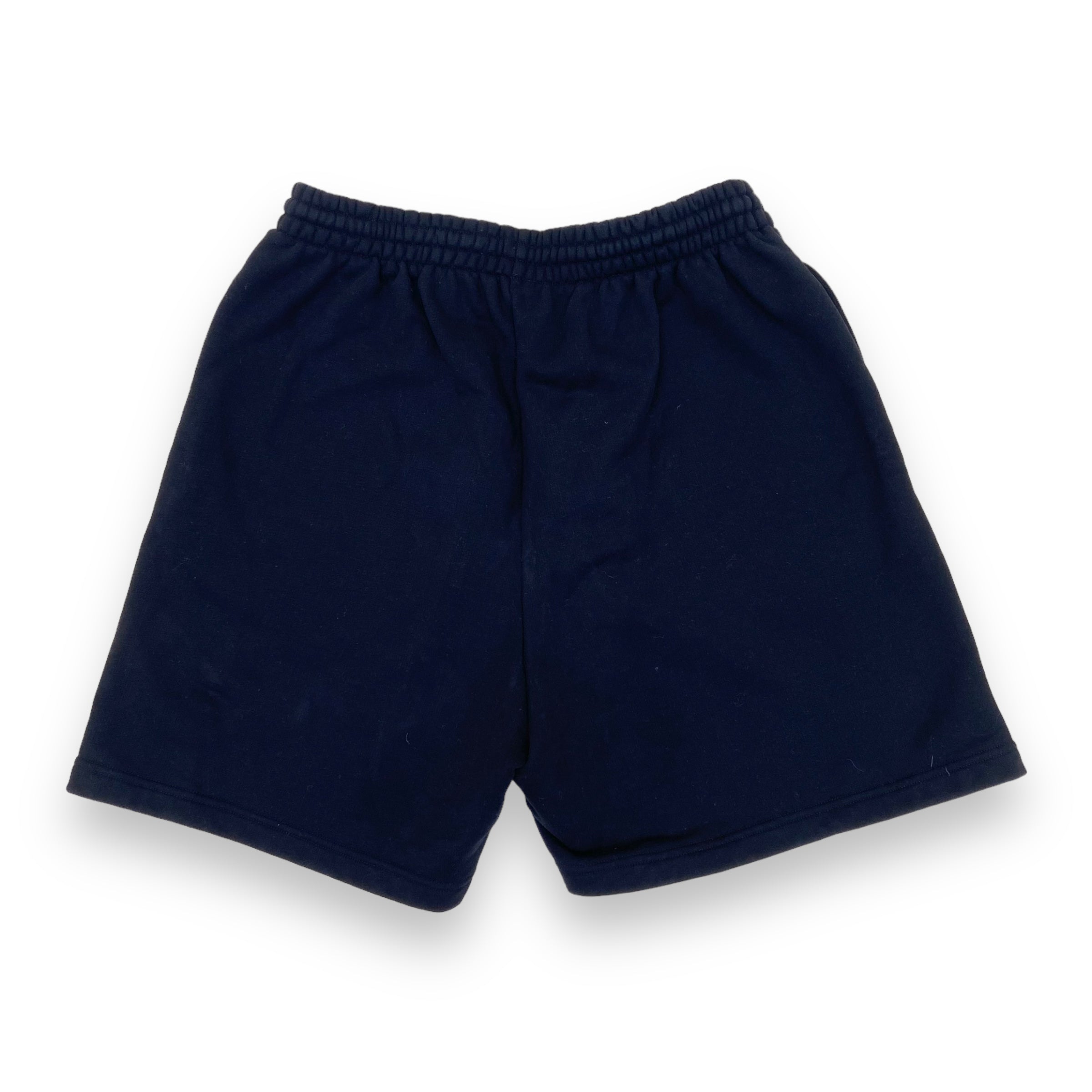 BALENCIAGA EMBROIDERED COTTON-JERSEY POLITICAL LOGO SHORTS BLACK S