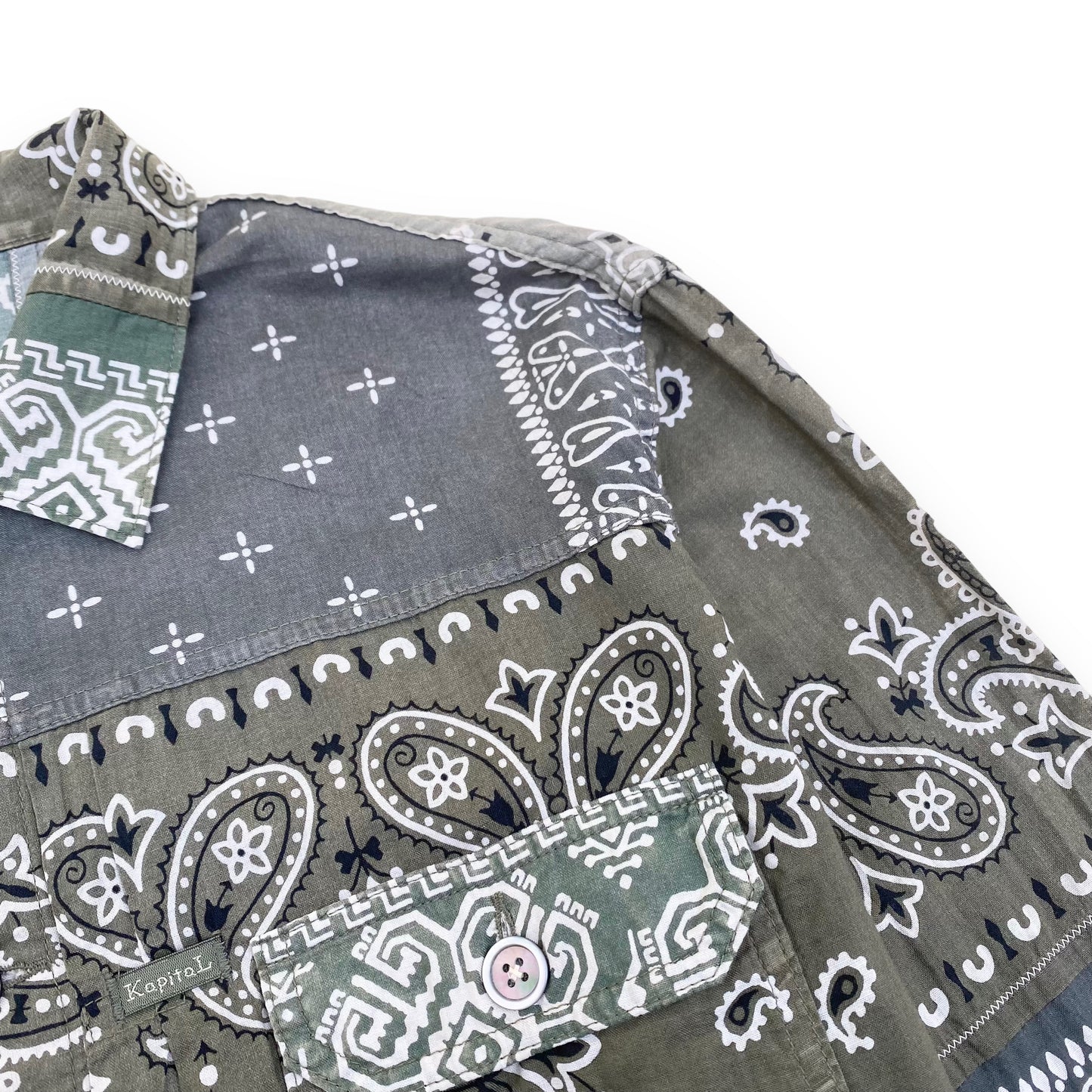 KAPITAL PATCHWORK BANDANA SHIRT GREEN L