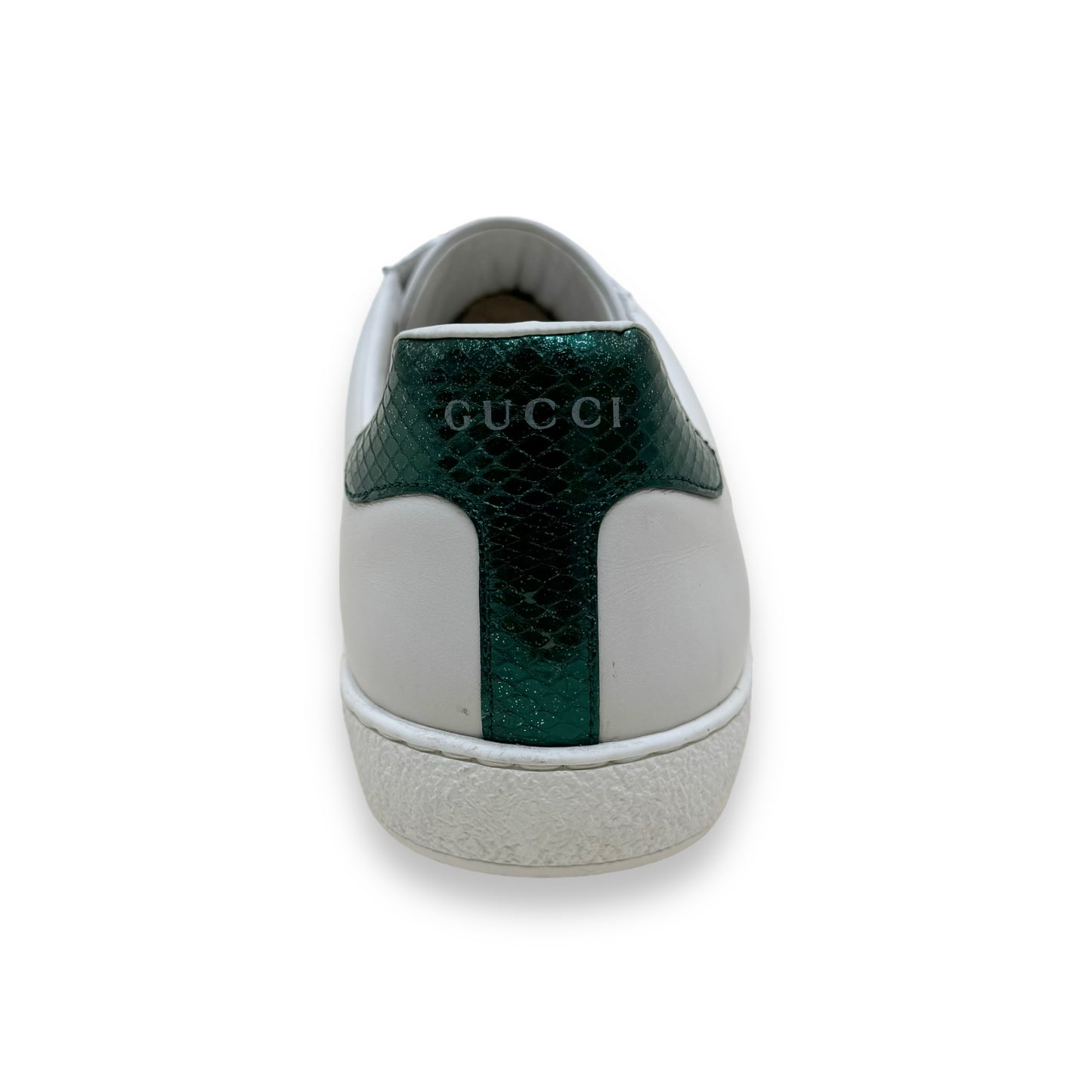 GUCCI ACE EMBROIDERED SNAKE LOW TOP LEATHER SNEAKER WHITE UK11