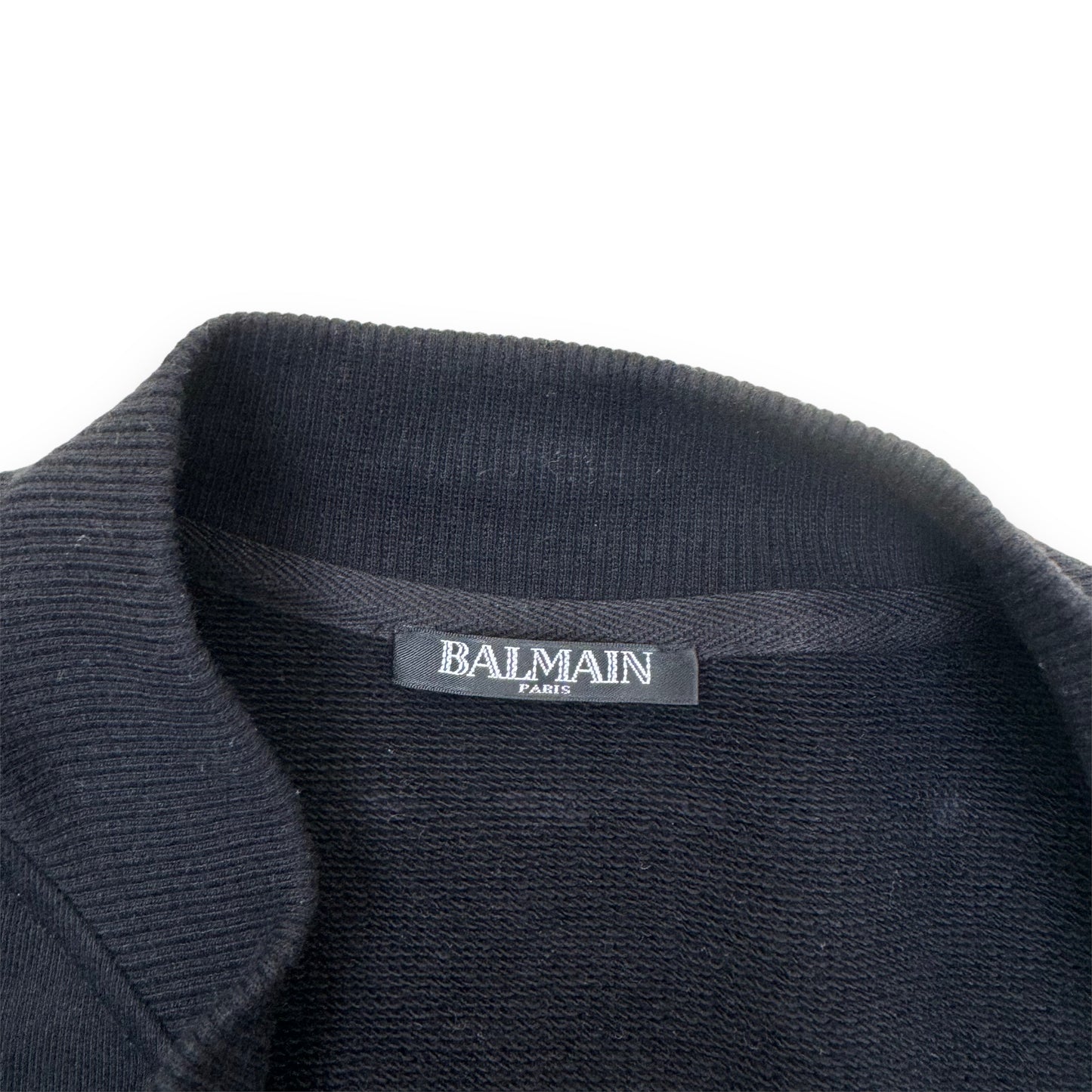 BALMAIN TAPE LOGO ZIP-UP SWEATSHIRT BLACK M