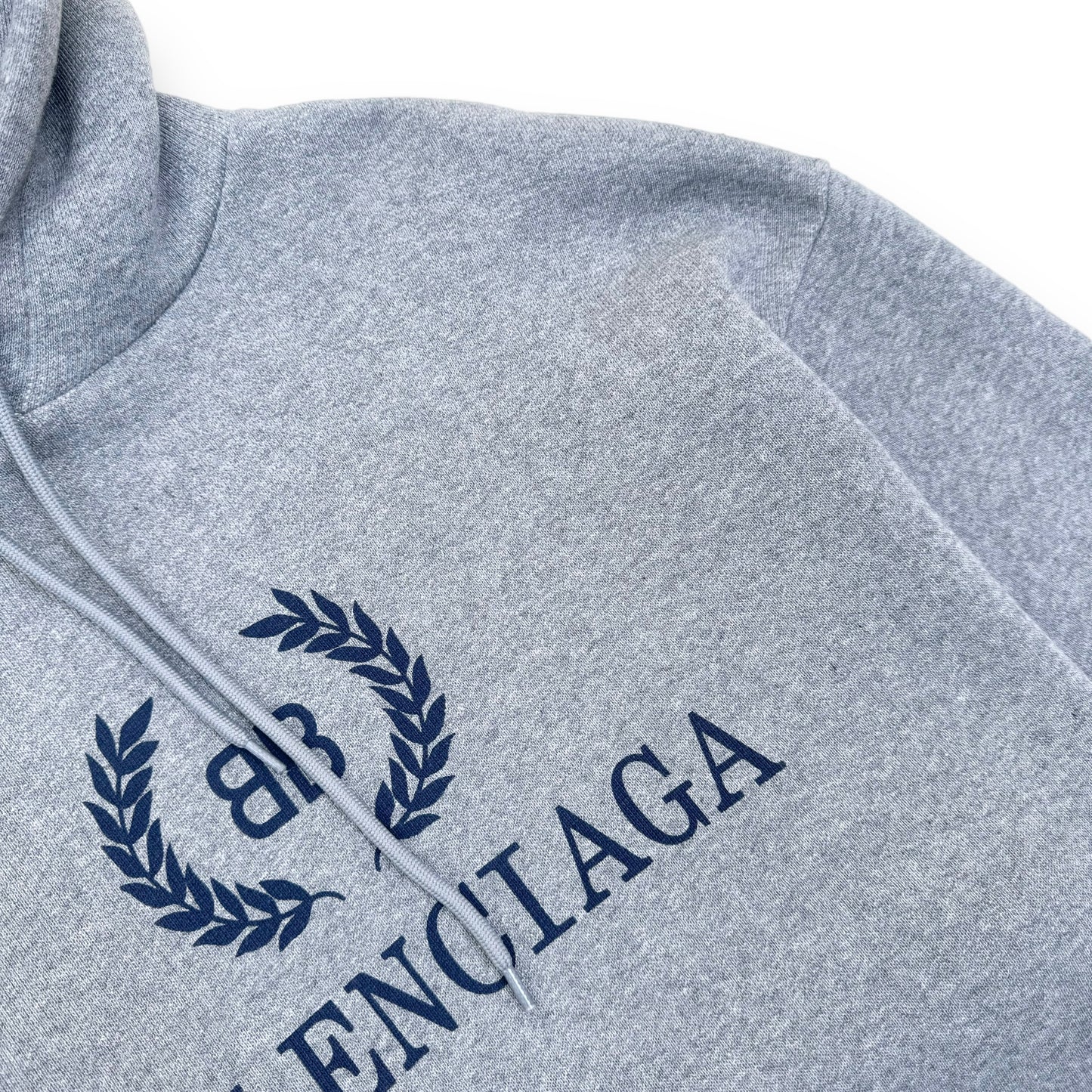 BALENCIAGA CREST LOGO COTTON-JERSEY HOODED SWEATSHIRT GREY M