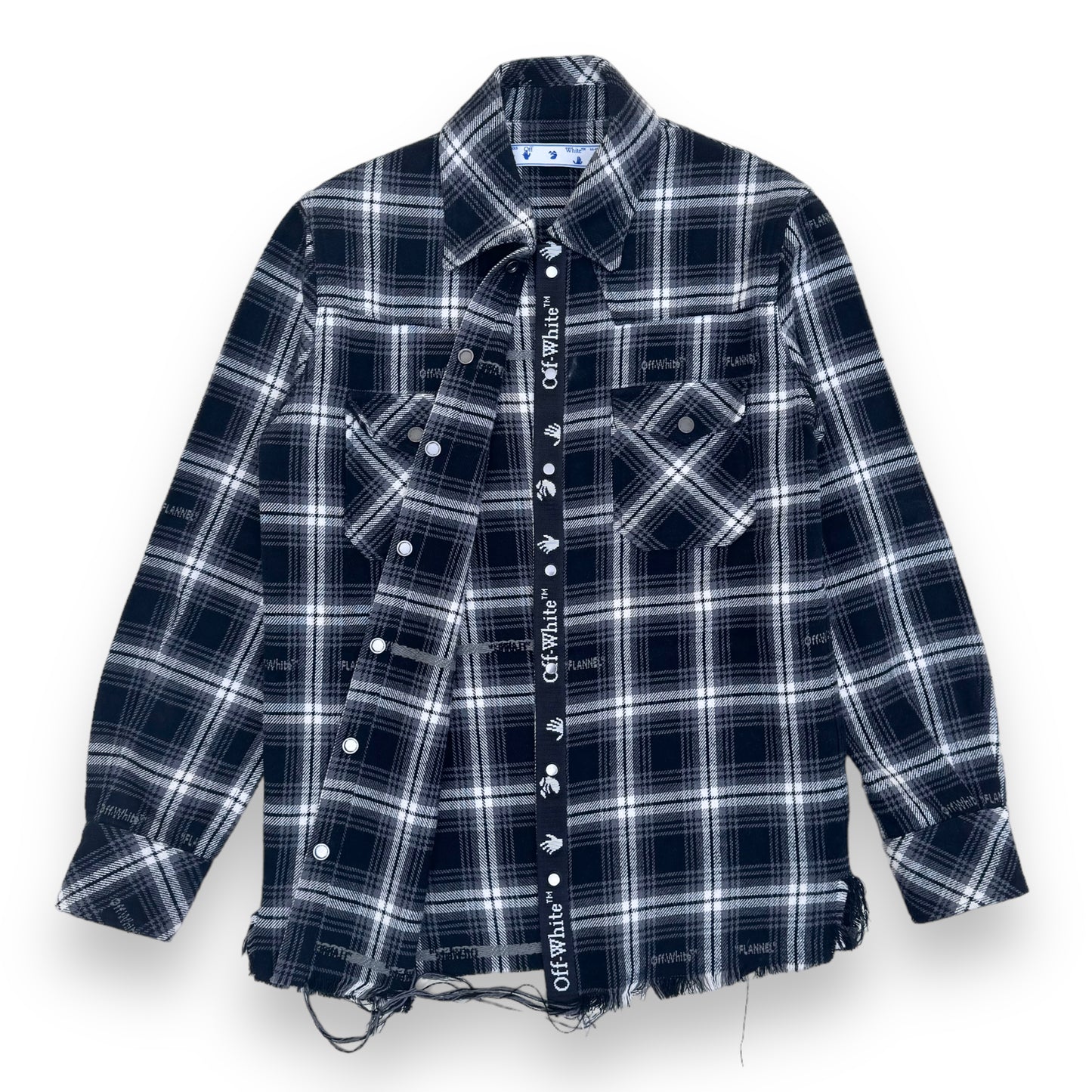 OFF-WHITE LOGO EMBROIDERED CHECKED COTTON-FLANNEL SHIRT S