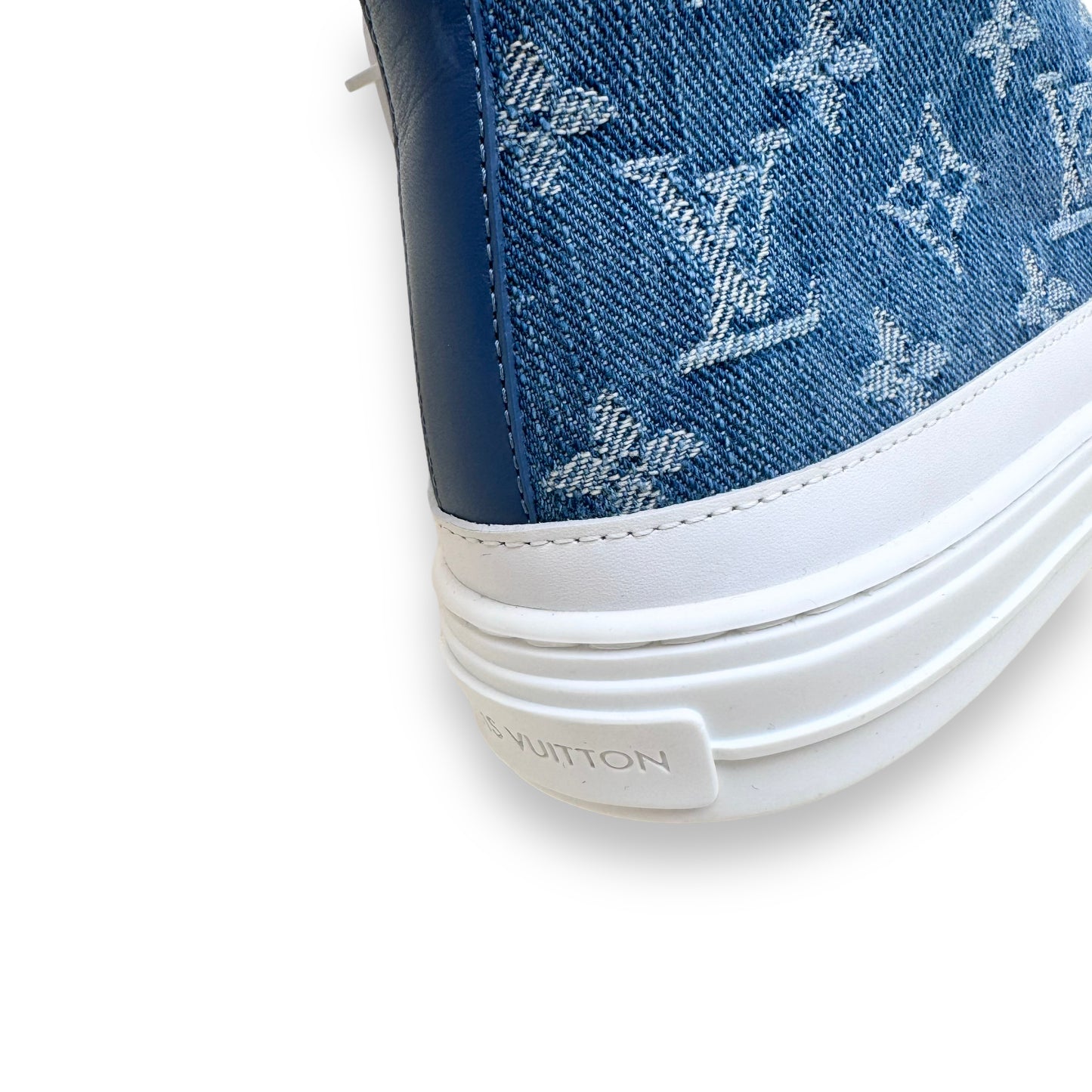 LOUIS VUITTON LV STELLAR HIGH TOP DENIM SNEAKERS BLUE UK4.5