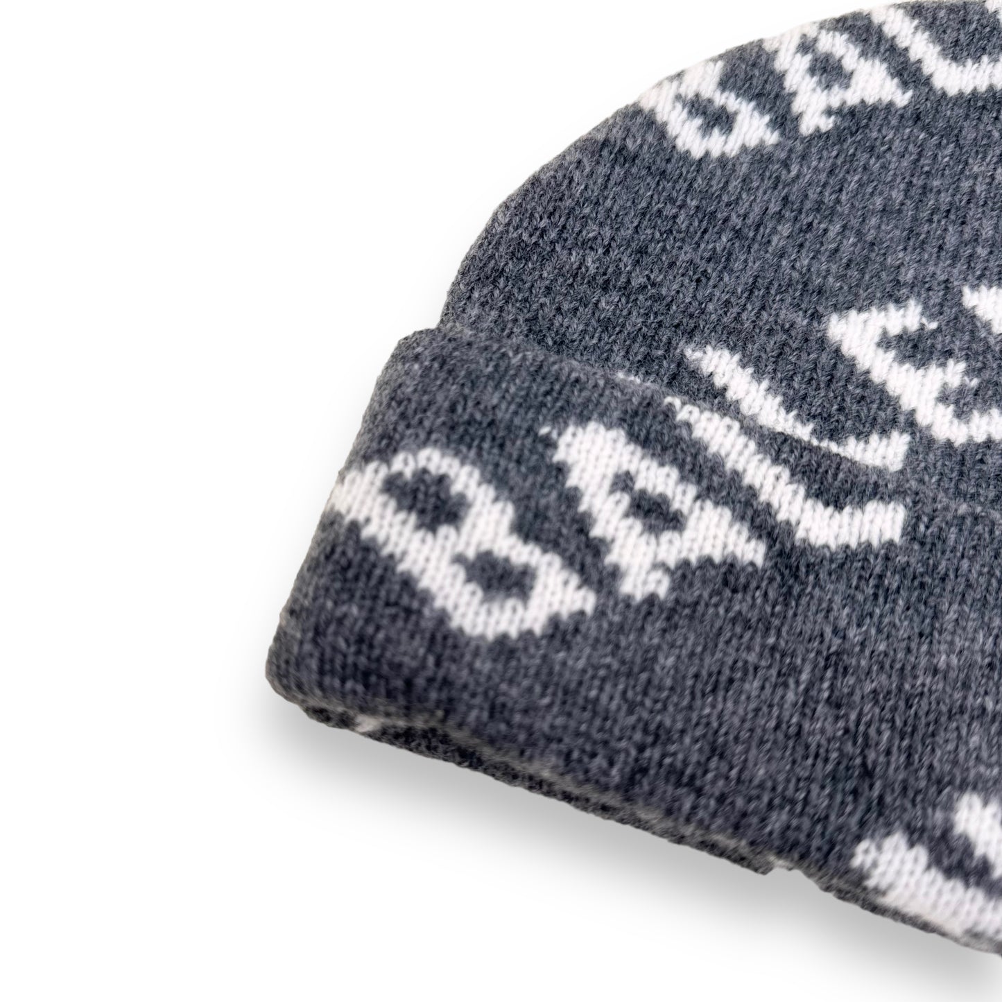 BALENCIAGA VIRGIN WOOL LOGO BEANIE GREY