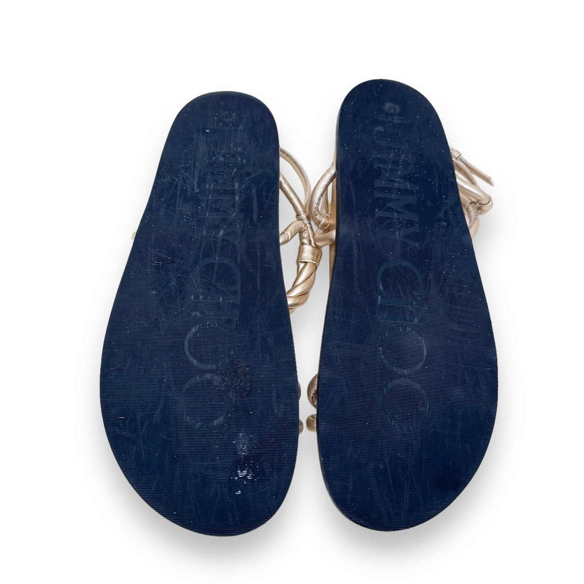 JIMMY CHOO DIOSA LEATHER SANDALS GOLD UK9