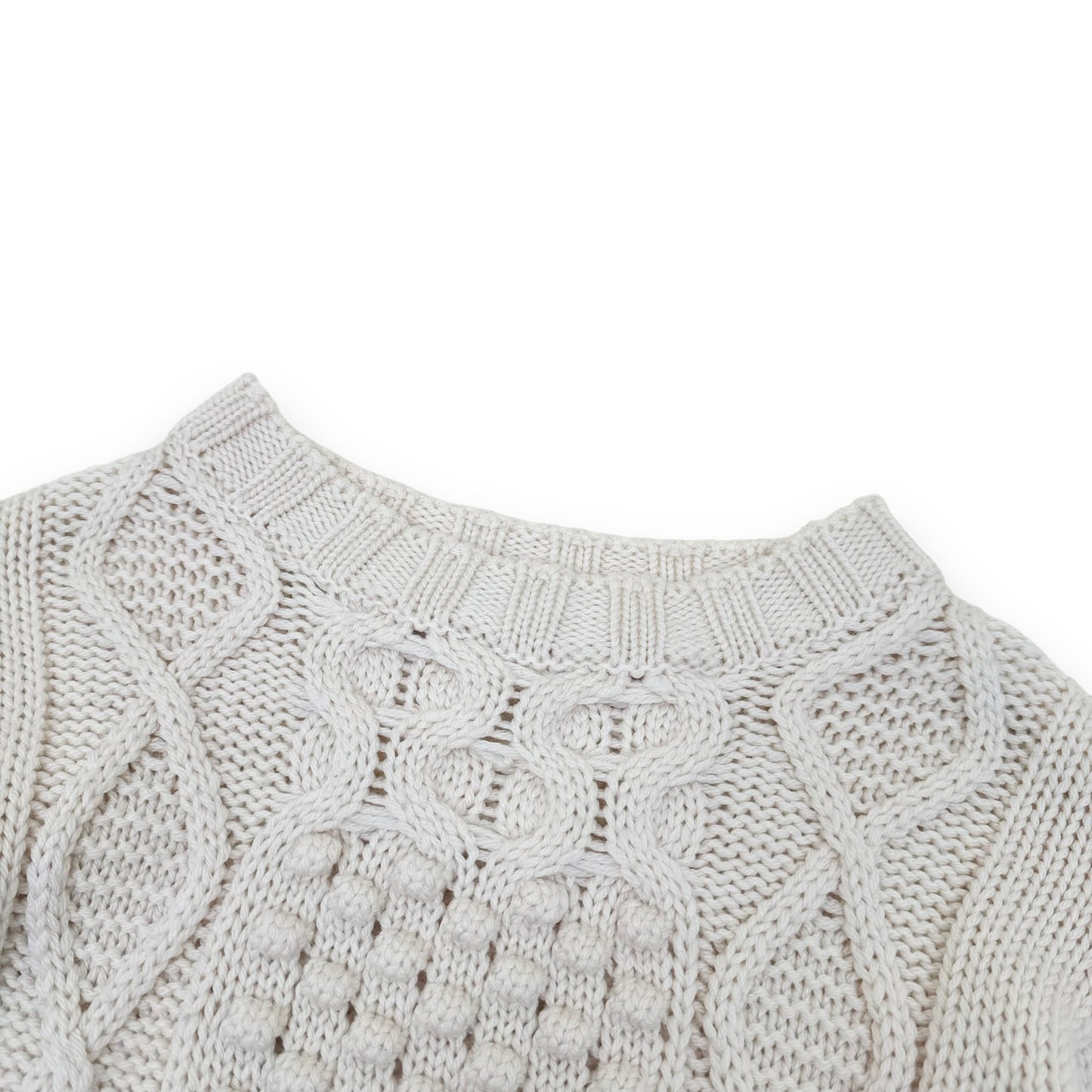 MONCLER CABLE KNIT SWEATER CREAM S