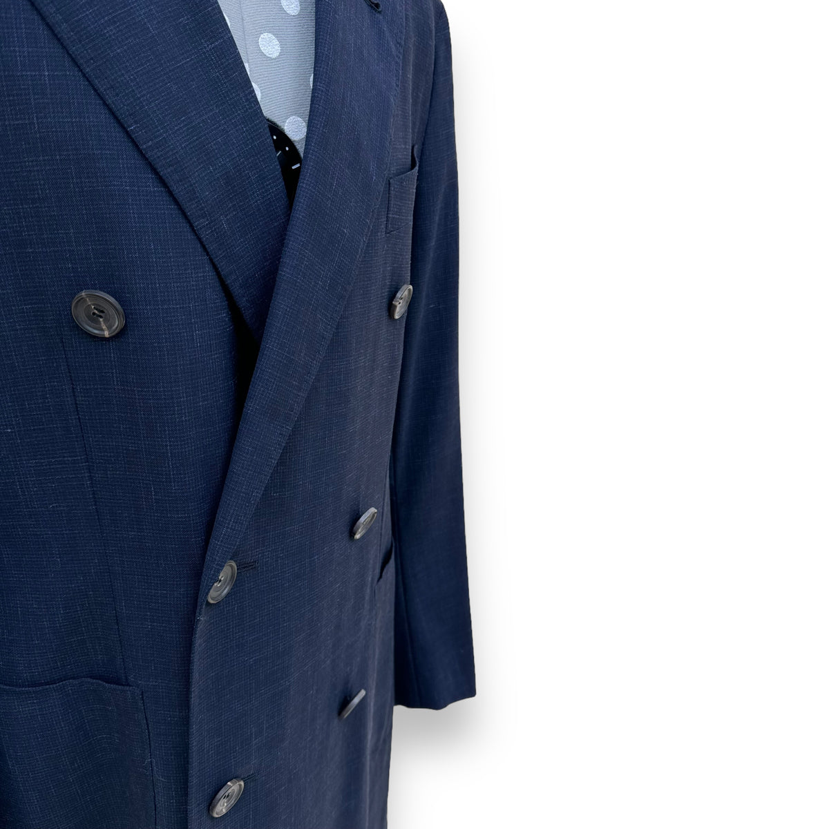 THOM SWEENEY DOUBLE BREASTED BESPOKE LONG JACKET NAVY XS