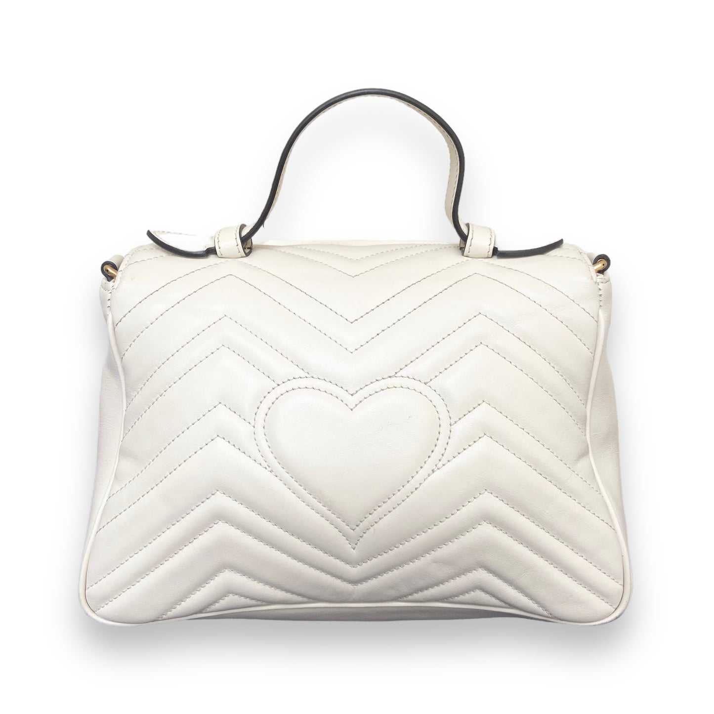 GUCCI MARMONT LEATHER TOP-HANDLE BAG 9022 BLANCO M