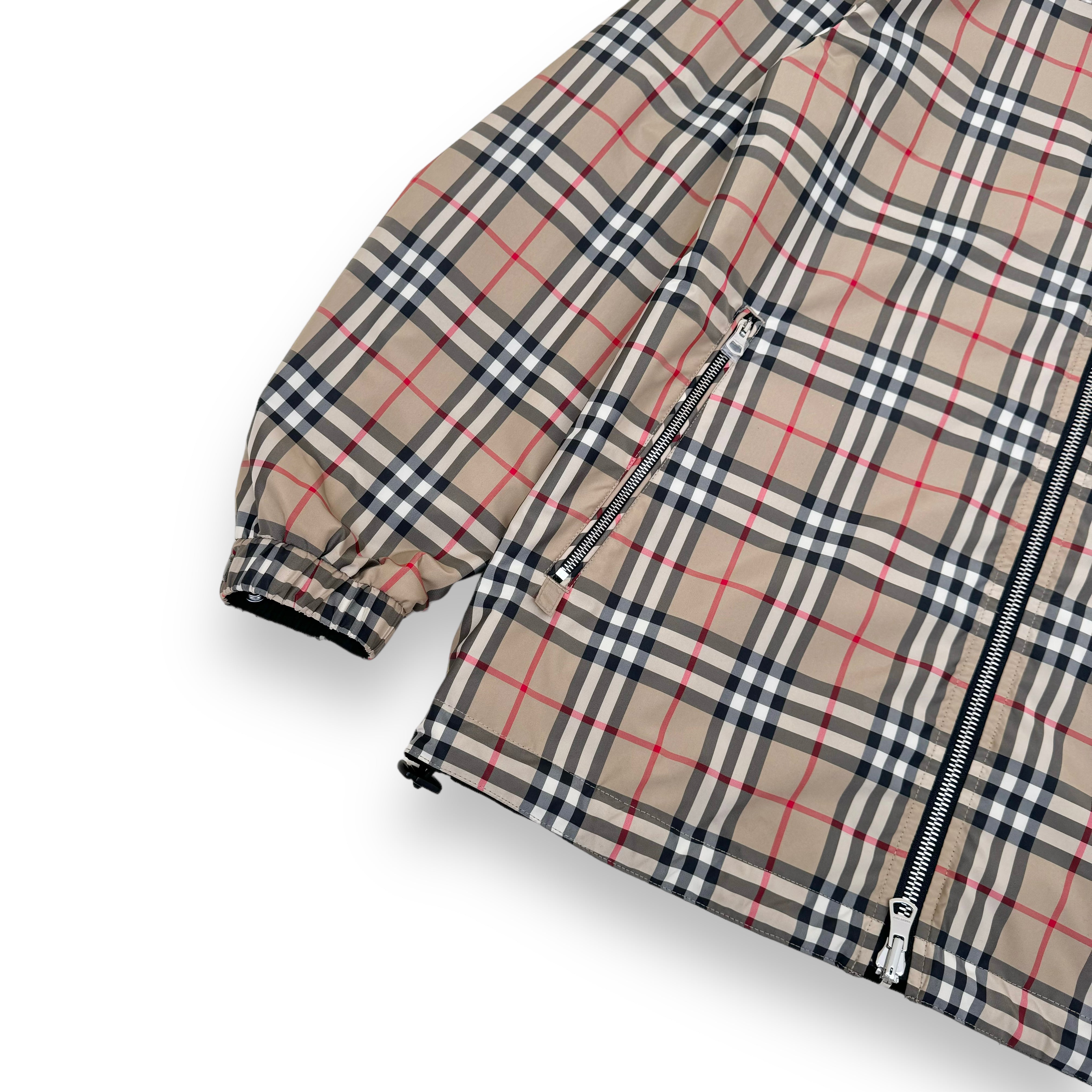 BURBERRY STRETTON CHECK REVERSIBLE WINDBREAKER JACKET BLACK M