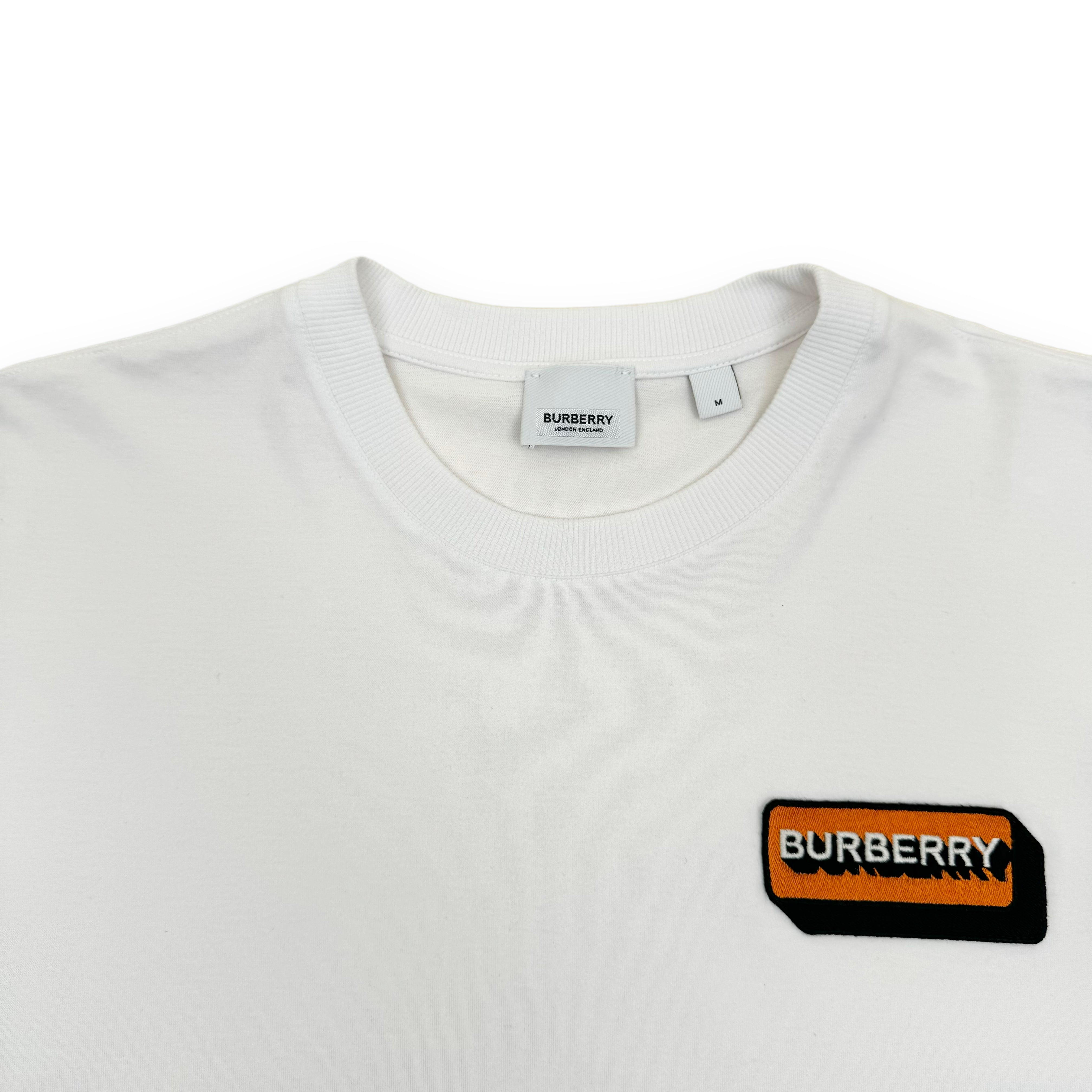 BURBERRY LOGO APPLIQUÉ SHORT SLEEVE T-SHIRT WHITE M