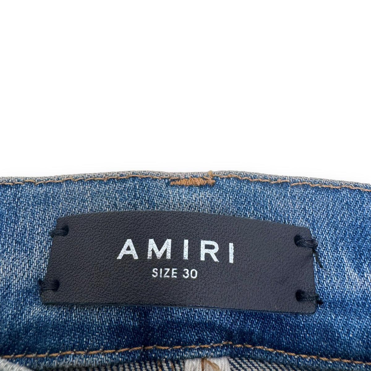 AMIRI BANDANA FLAME DISTRESSED DENIM JEANS BLUE 30W