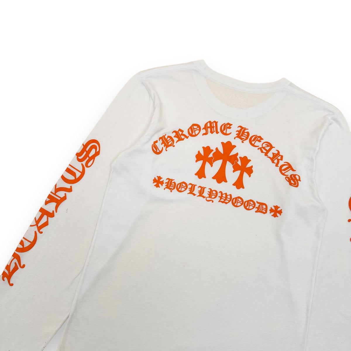 CHROME HEARTS KING TACO LONG SLEEVE T-SHIRT WHITE / ORANGE S