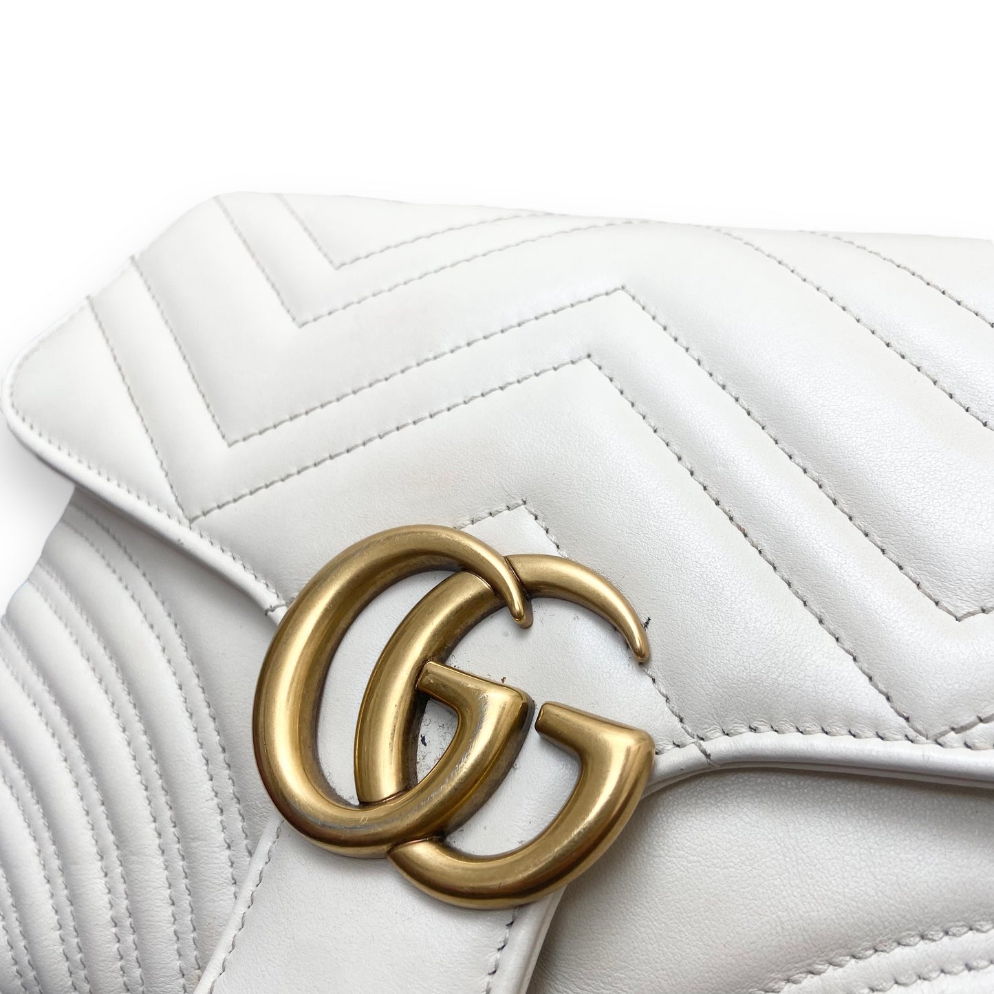 GUCCI MARMONT LEATHER TOP-HANDLE BAG 9022 BLANCO M