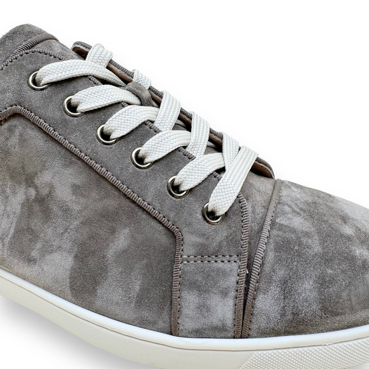 CHRISTIAN LOUBOUTIN LOUIS JUNIOR SUEDE SNEAKERS KHAKI UK9