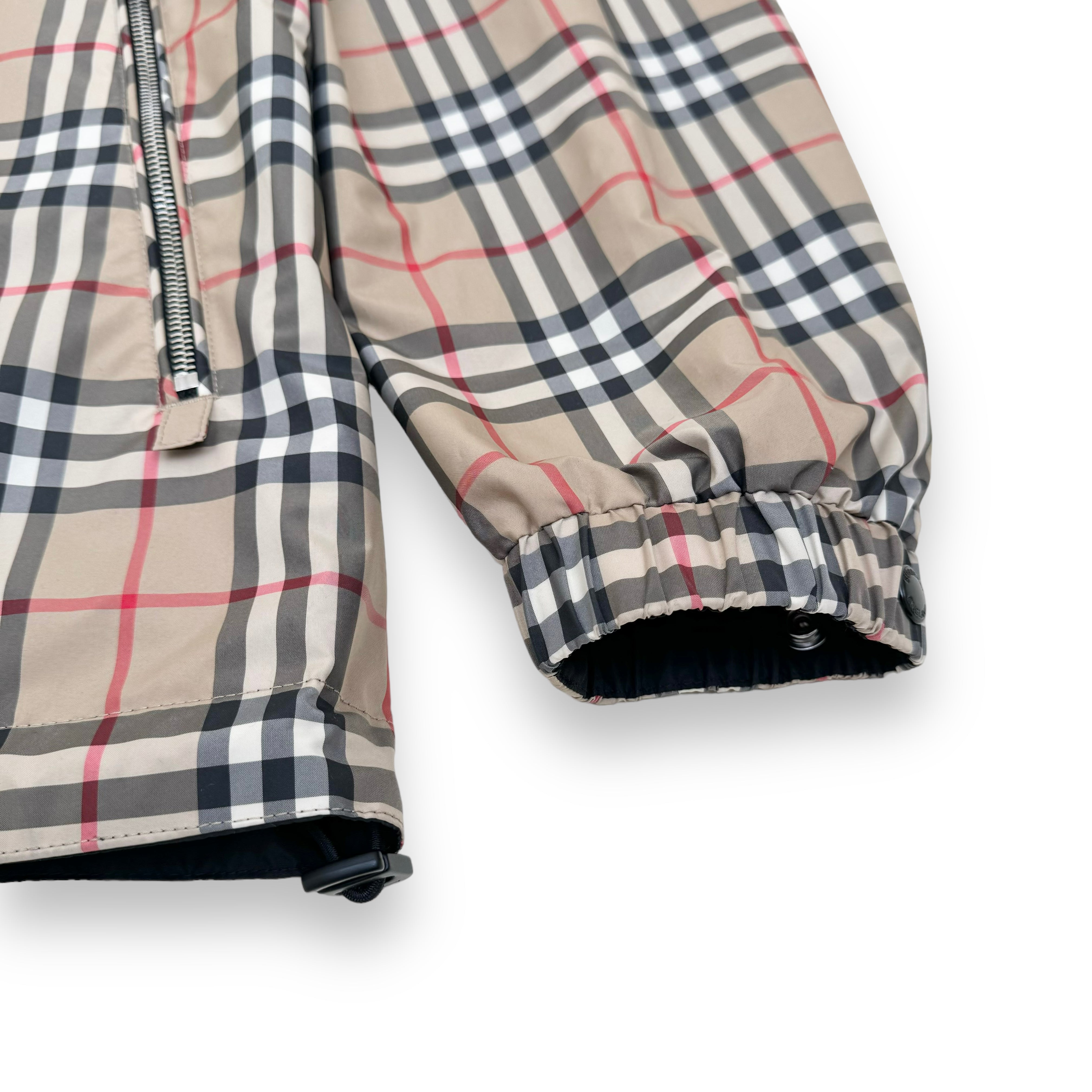 BURBERRY STRETTON CHECK REVERSIBLE WINDBREAKER JACKET BLACK M