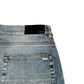 AMIRI DISTRESSED LEATHER PATCH WASHED DENIM JEANS BLUE 36W