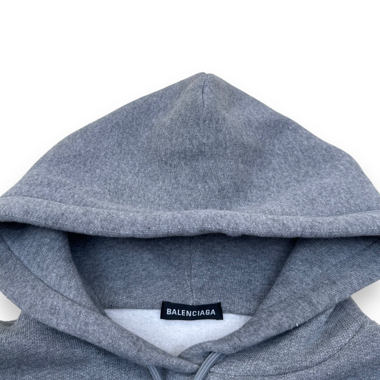 BALENCIAGA CREST LOGO COTTON-JERSEY HOODED SWEATSHIRT GREY M