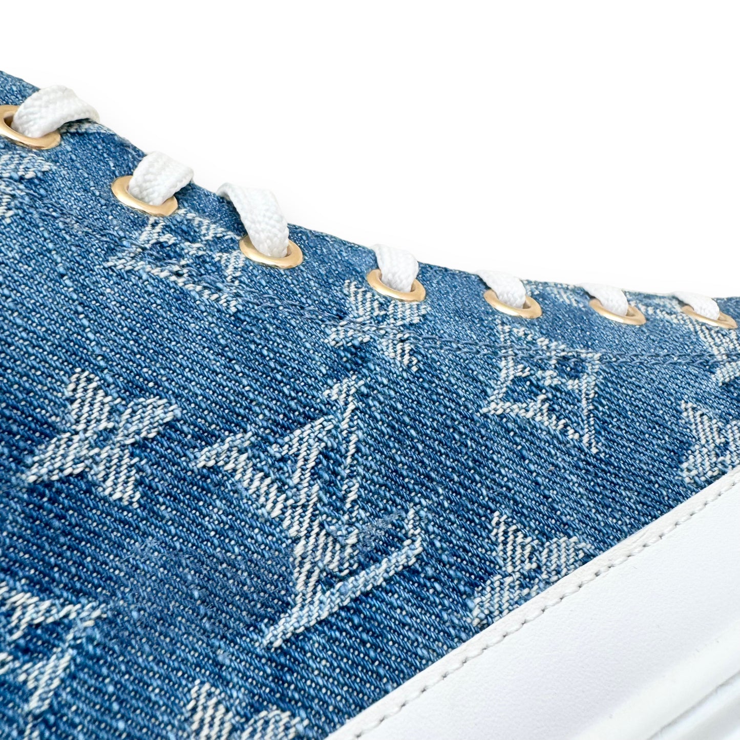 LOUIS VUITTON LV STELLAR HIGH TOP DENIM SNEAKERS BLUE UK4.5