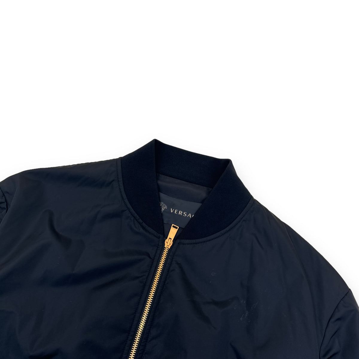 VERSACE ZIP-UP LOGO PRINT BOMBER JACKET BLACK XL