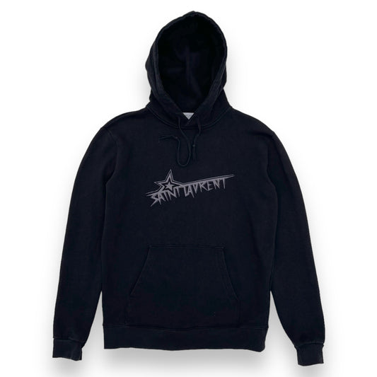 SAINT LAURENT STAR LOGO COTTON HOODIE BLACK XS