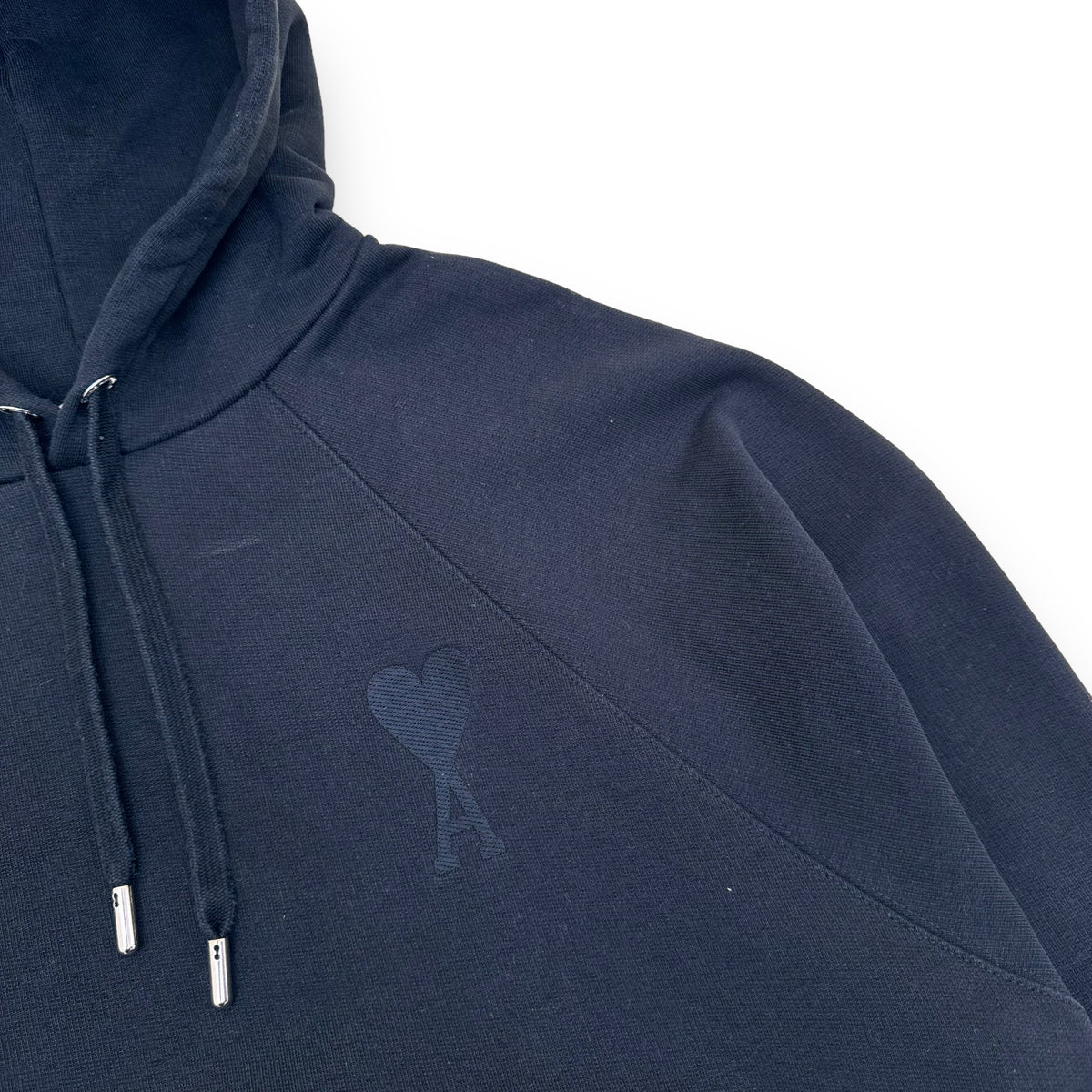 AMI PARIS COTTON LOGO PATCH HOODIE BLACK S