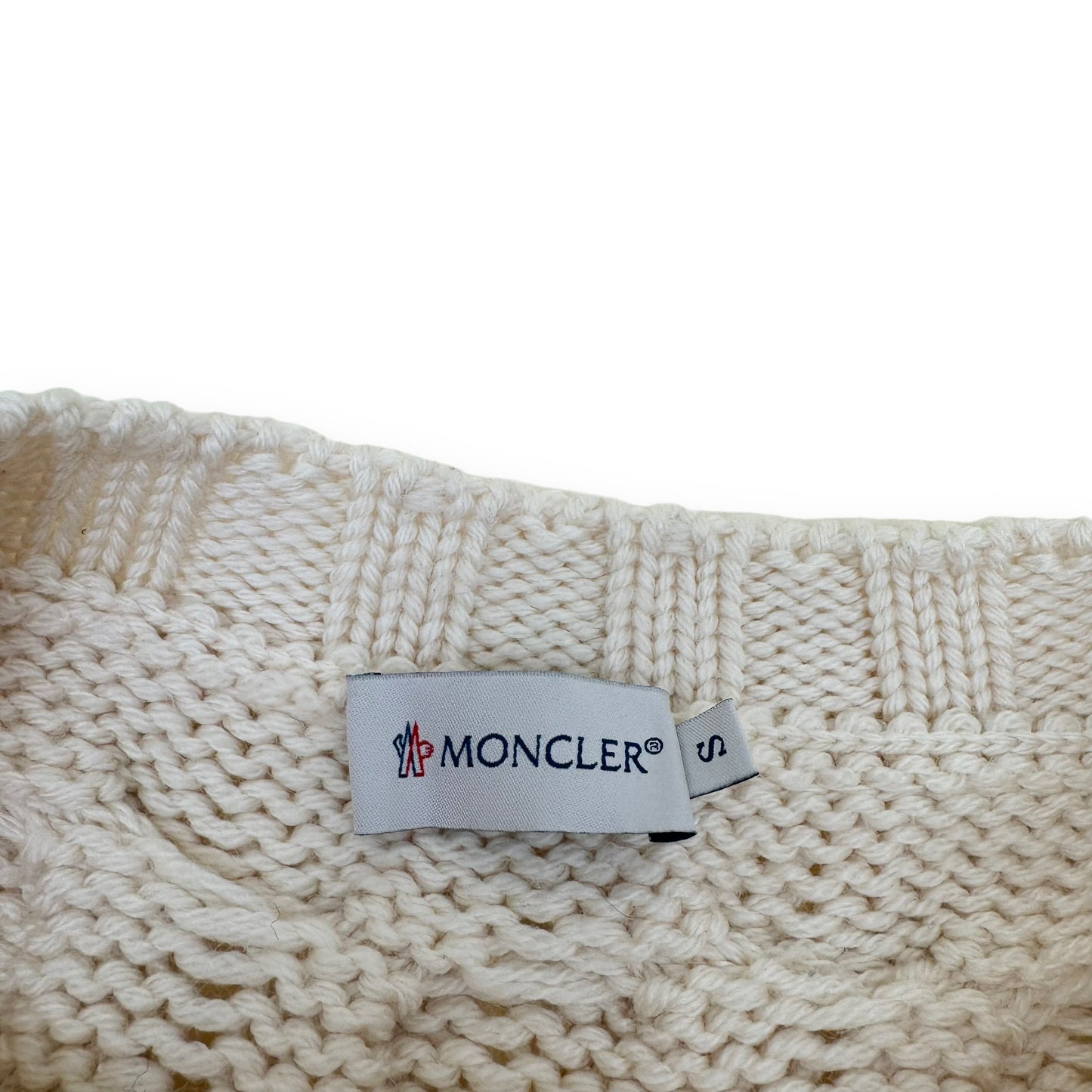 MONCLER CABLE KNIT SWEATER CREAM S