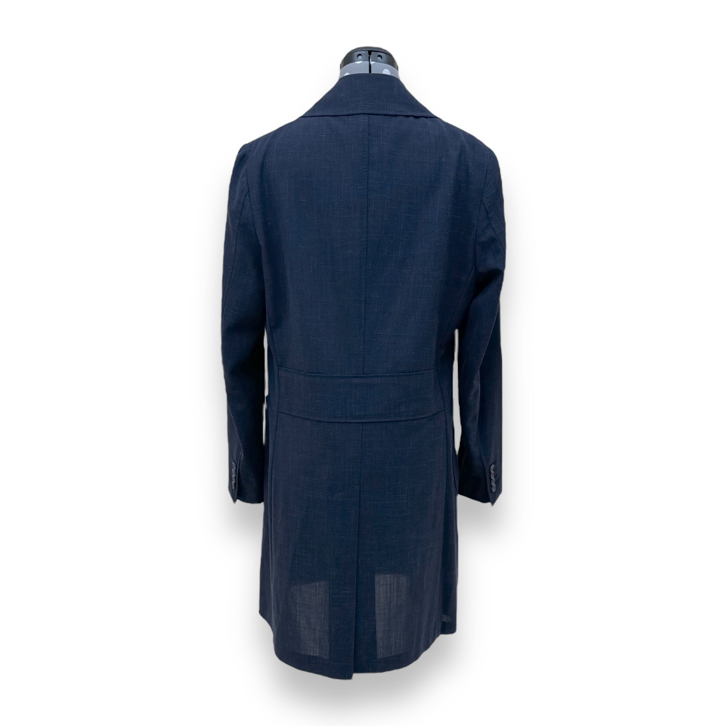 THOM SWEENEY DOUBLE BREASTED BESPOKE LONG JACKET NAVY XS