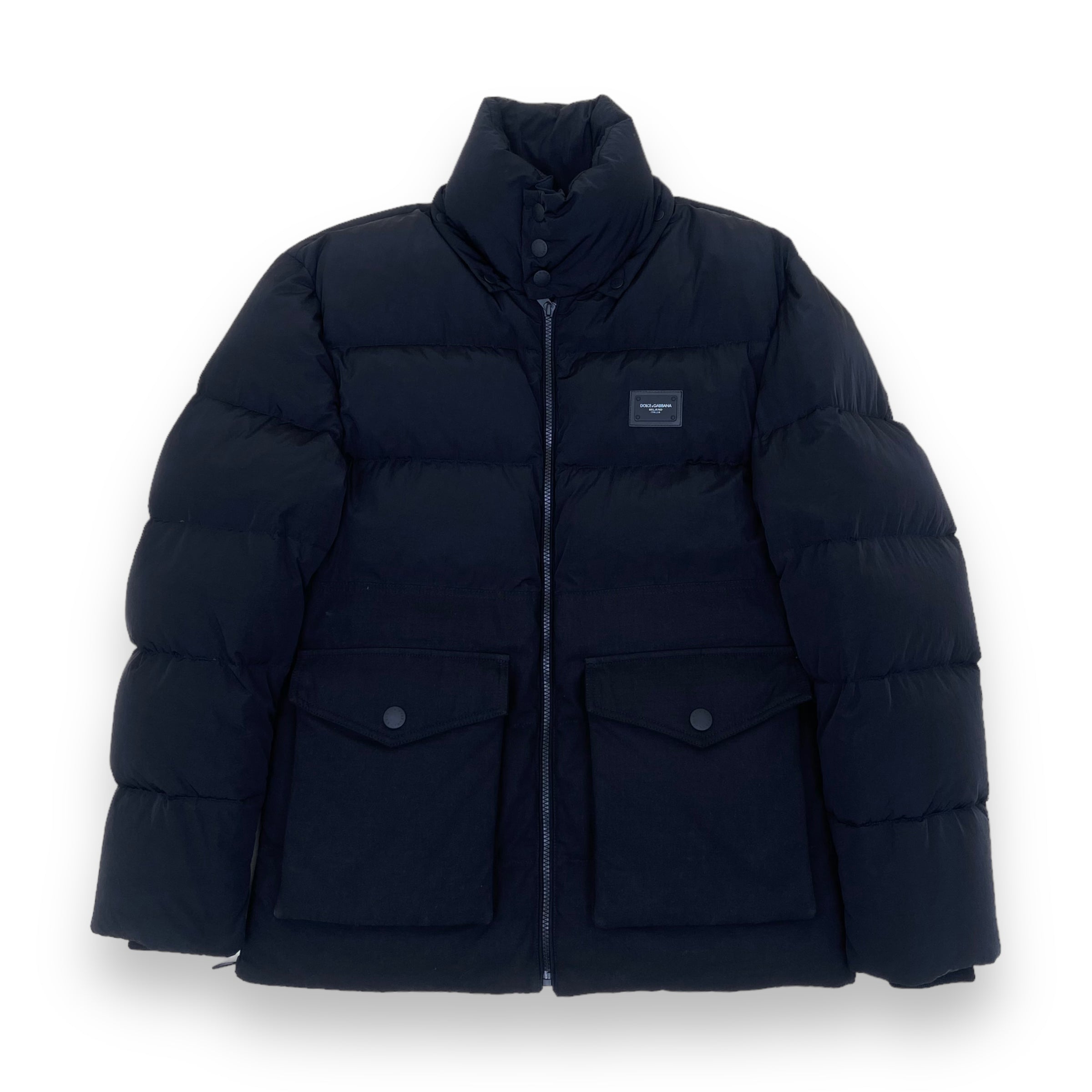DOLCE & GABBANA PLATE PUFFER JACKET BLACK XS