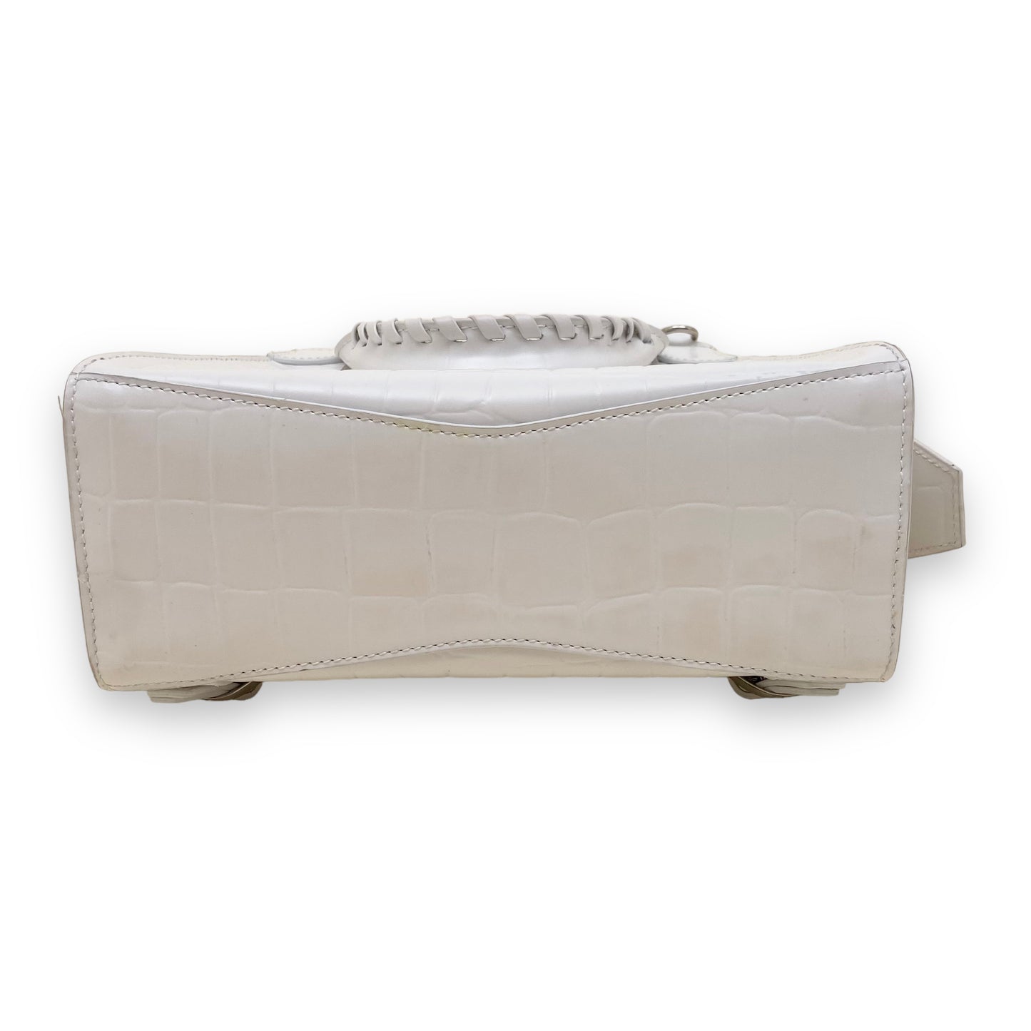 BALENCIAGA NEO CLASSIC CITY CROCODILE PRINT LEATHER BAG WHITE