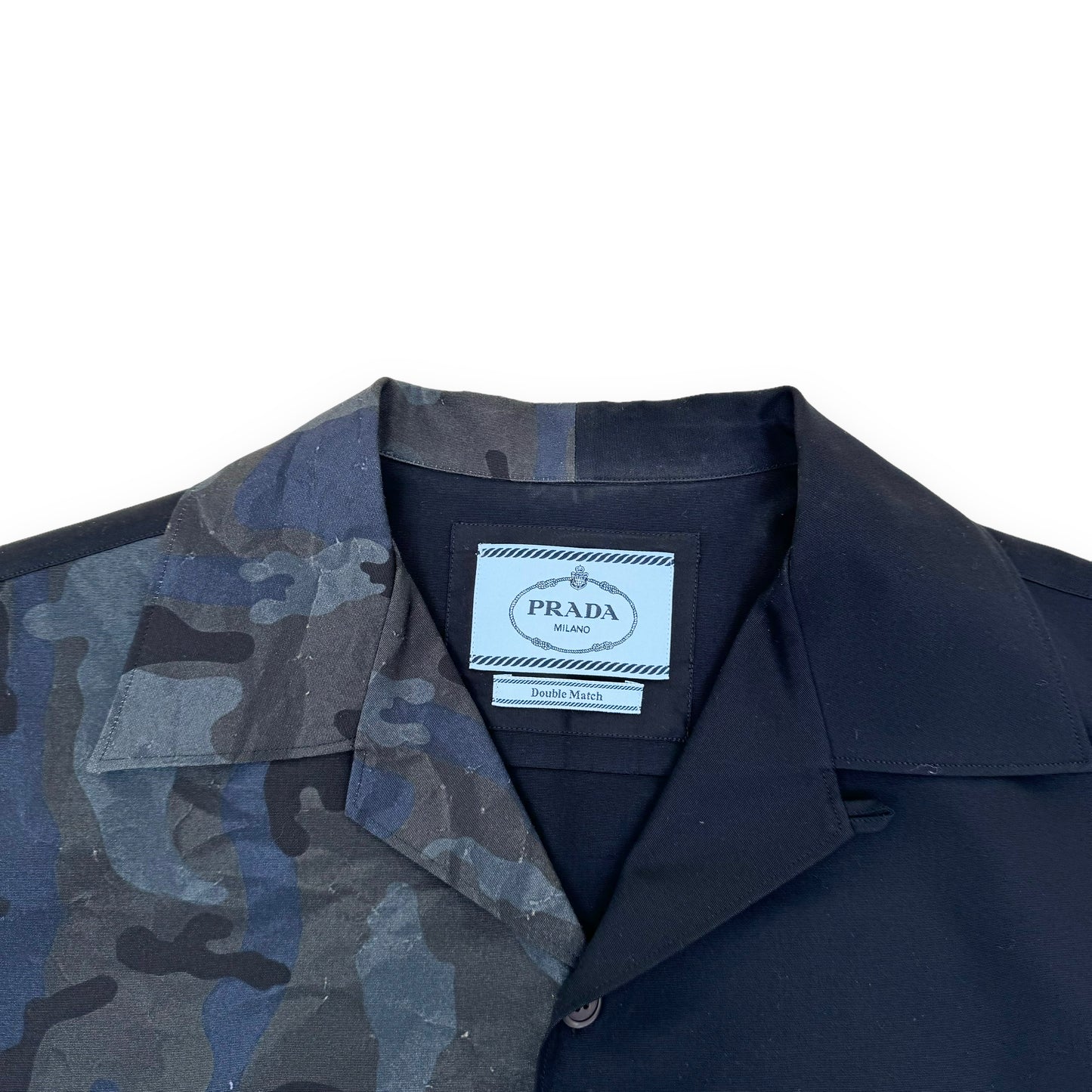 PRADA DOUBLE MATCH STRETCH-COTTON SHIRT BLACK L