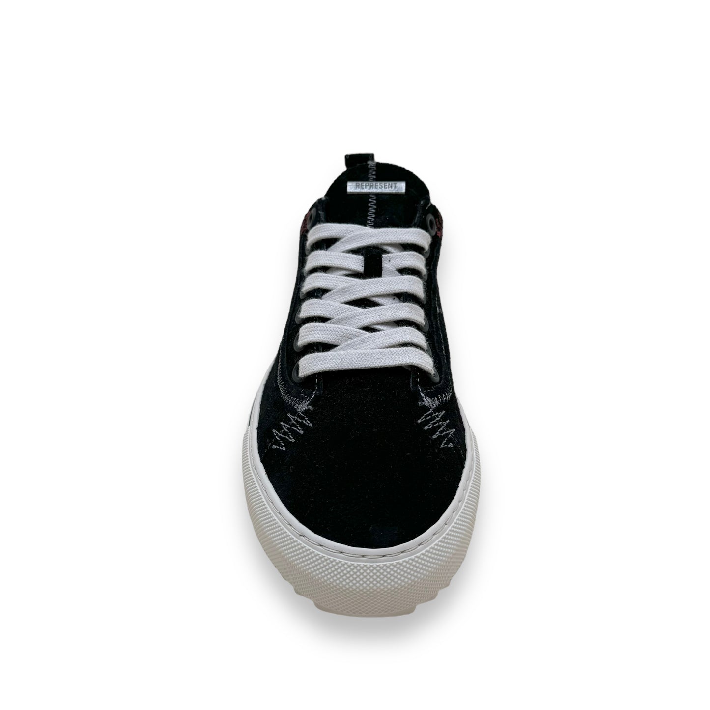 REPRESENT ALPHA SUEDE LOW TOP SNEAKERS BLACK UK12