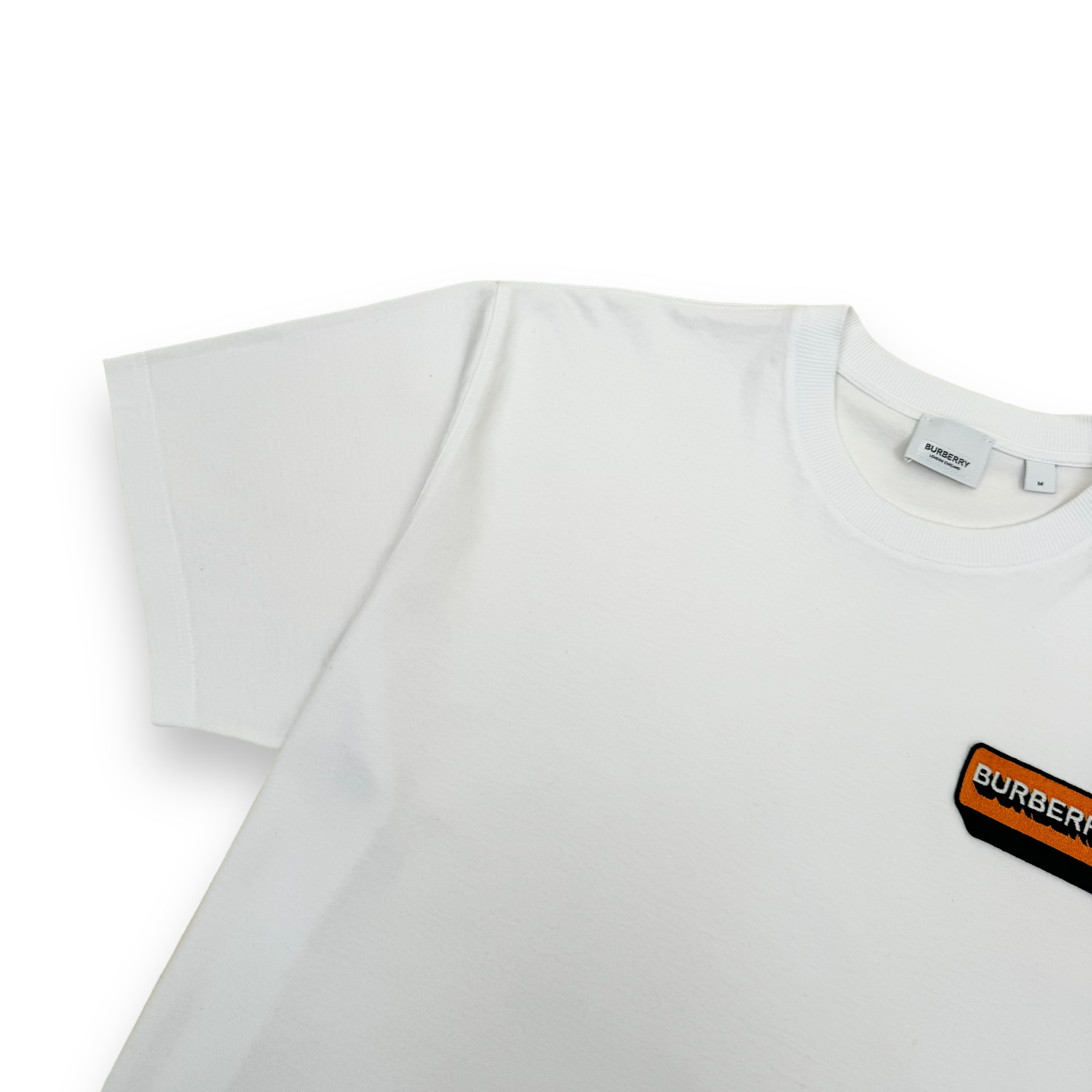 BURBERRY LOGO APPLIQUÉ SHORT SLEEVE T-SHIRT WHITE M