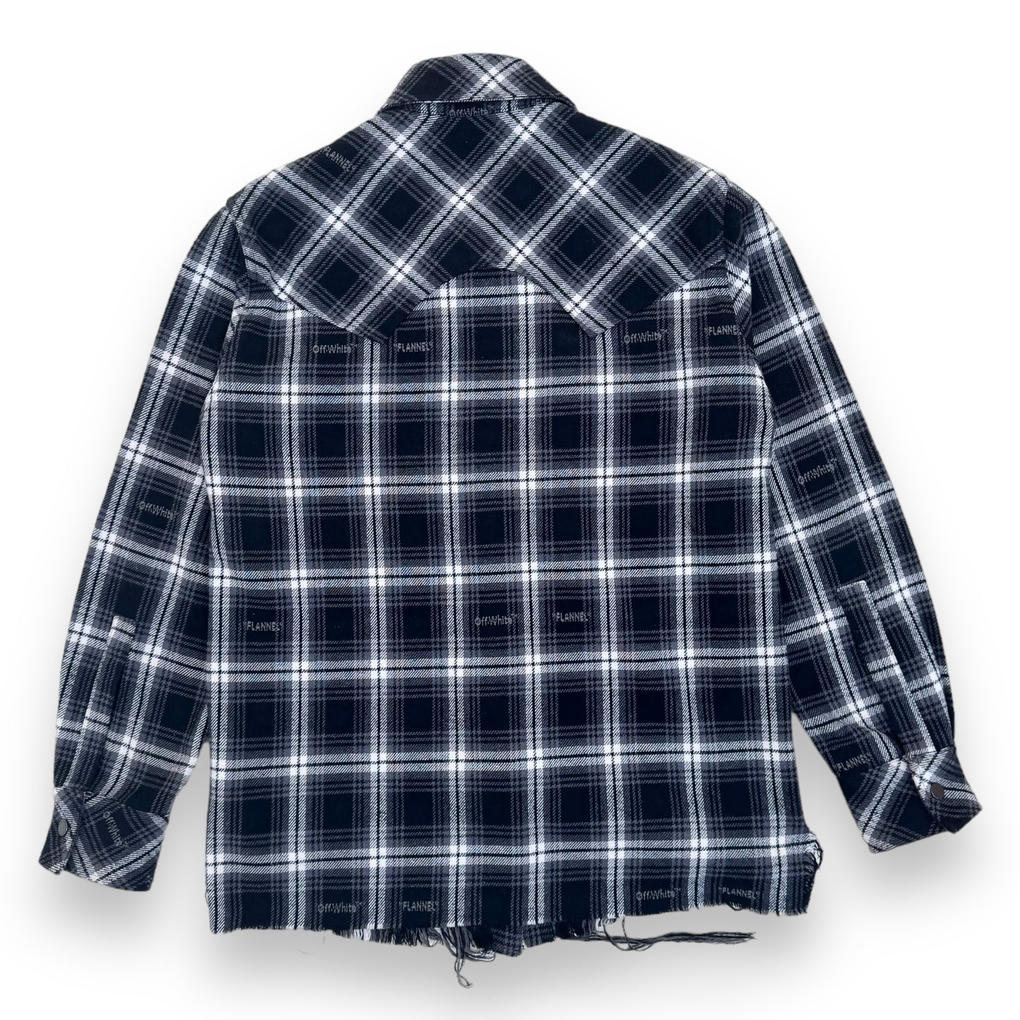 OFF-WHITE LOGO EMBROIDERED CHECKED COTTON-FLANNEL SHIRT S