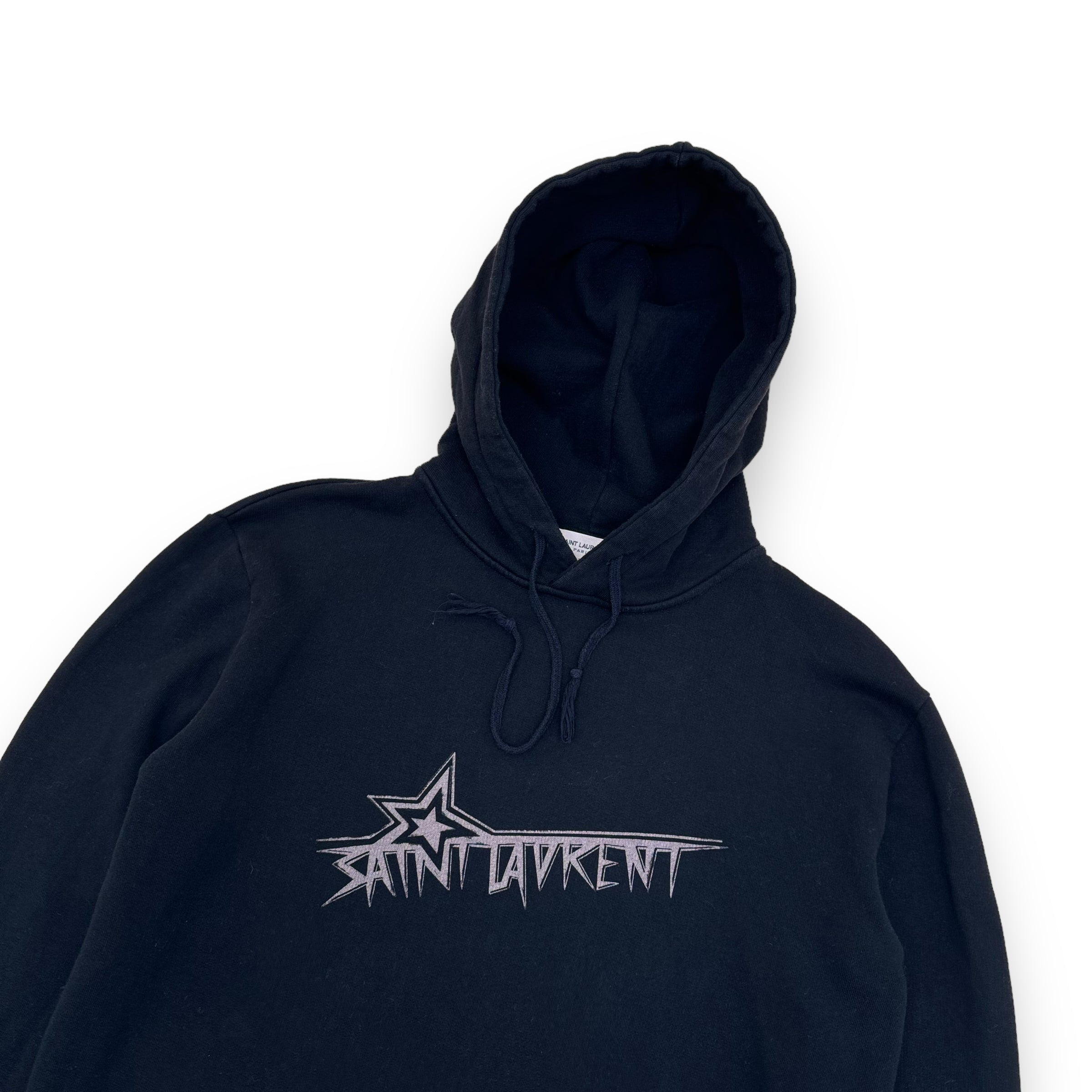 SAINT LAURENT STAR LOGO COTTON HOODIE BLACK XS