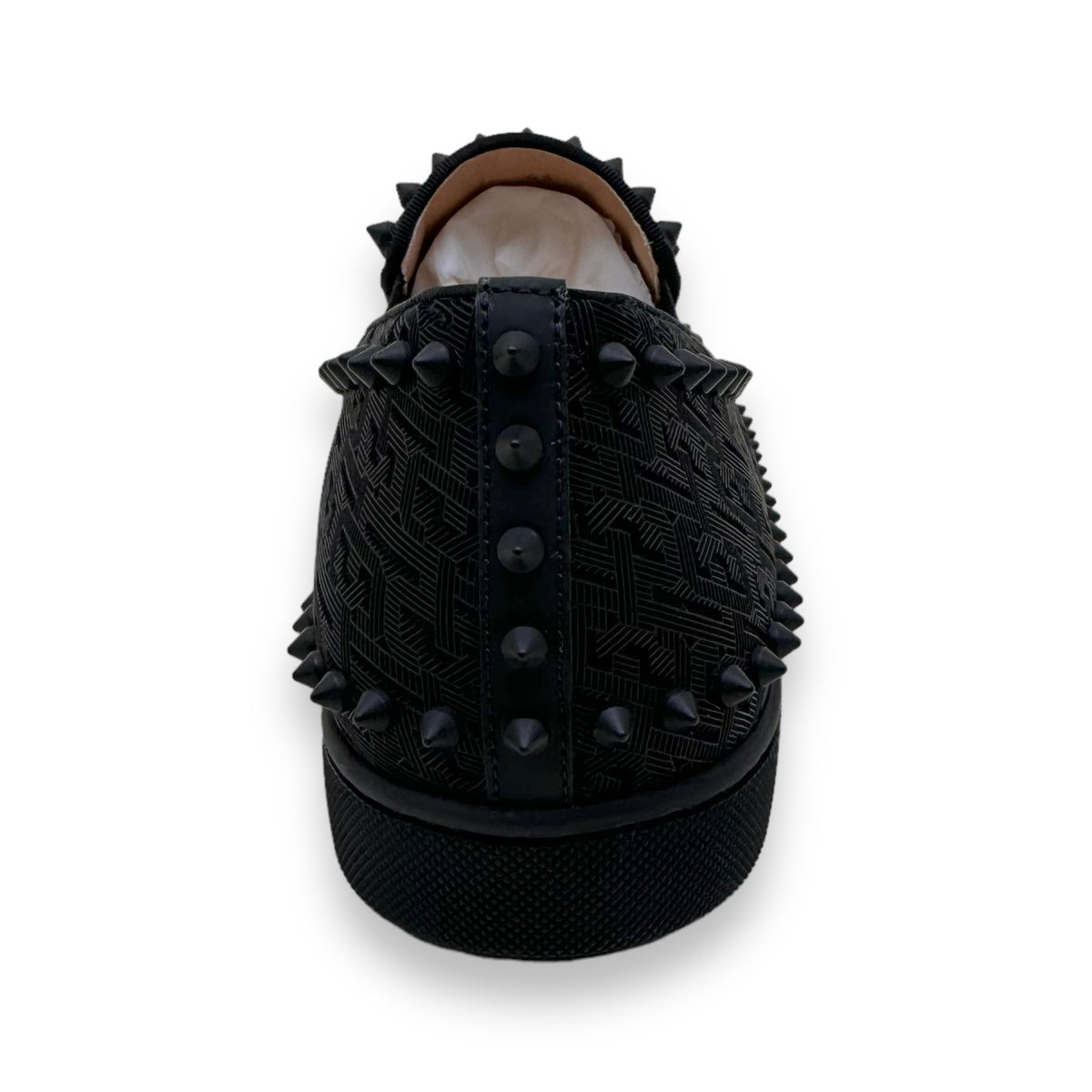 CHRISTIAN LOUBOUTIN PIK BOAT FLAT TECHNO SNEAKERS BLACK UK9