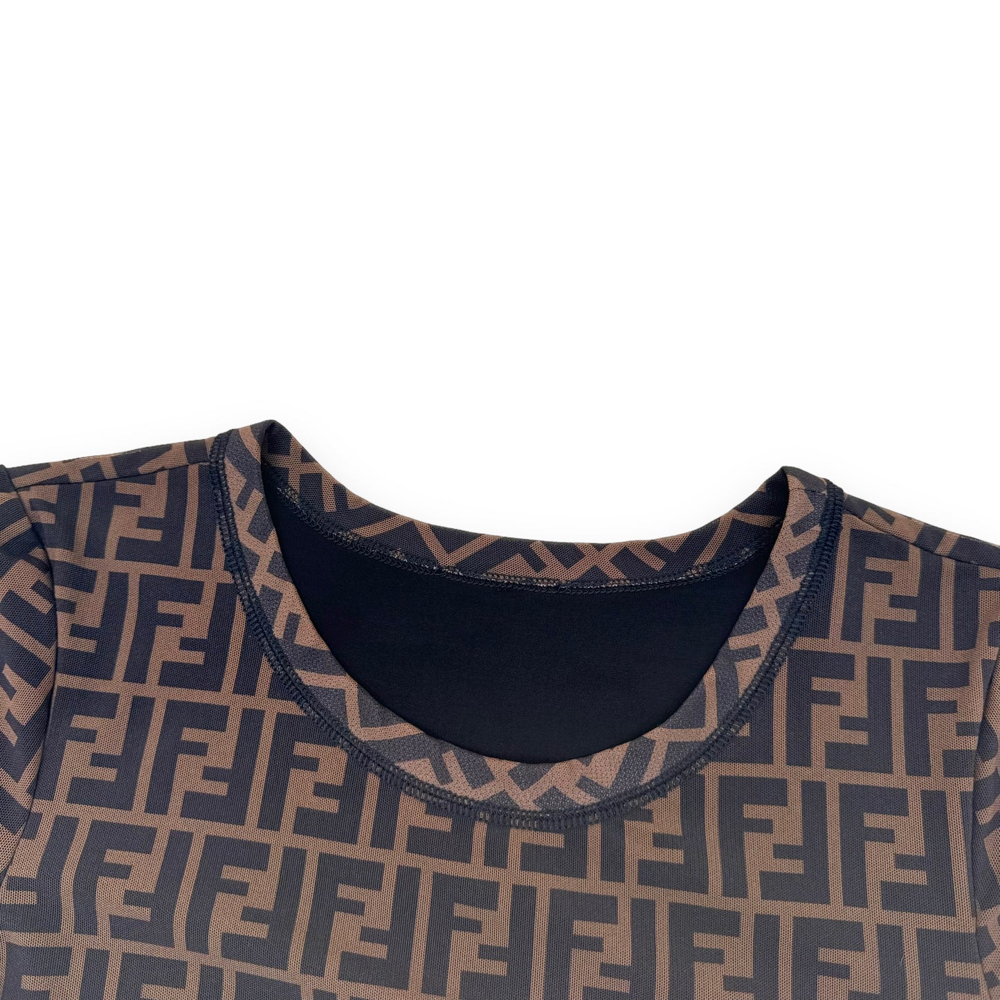 FENDI FF PRINTED LOGO COCKTAIL DRESS UK6