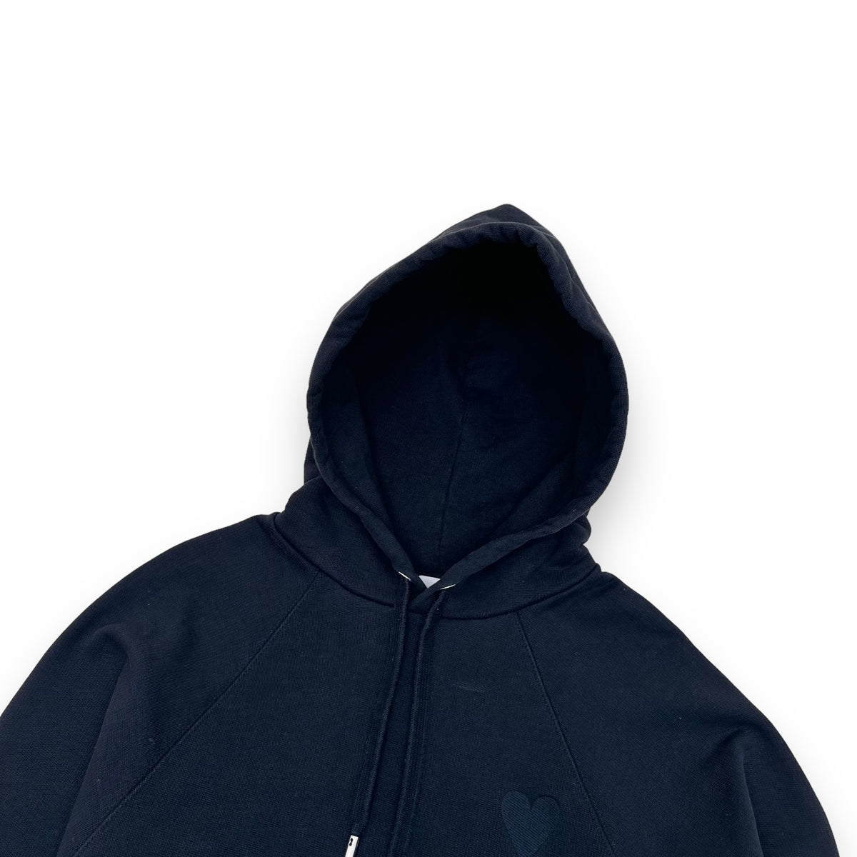 AMI PARIS COTTON LOGO PATCH HOODIE BLACK S